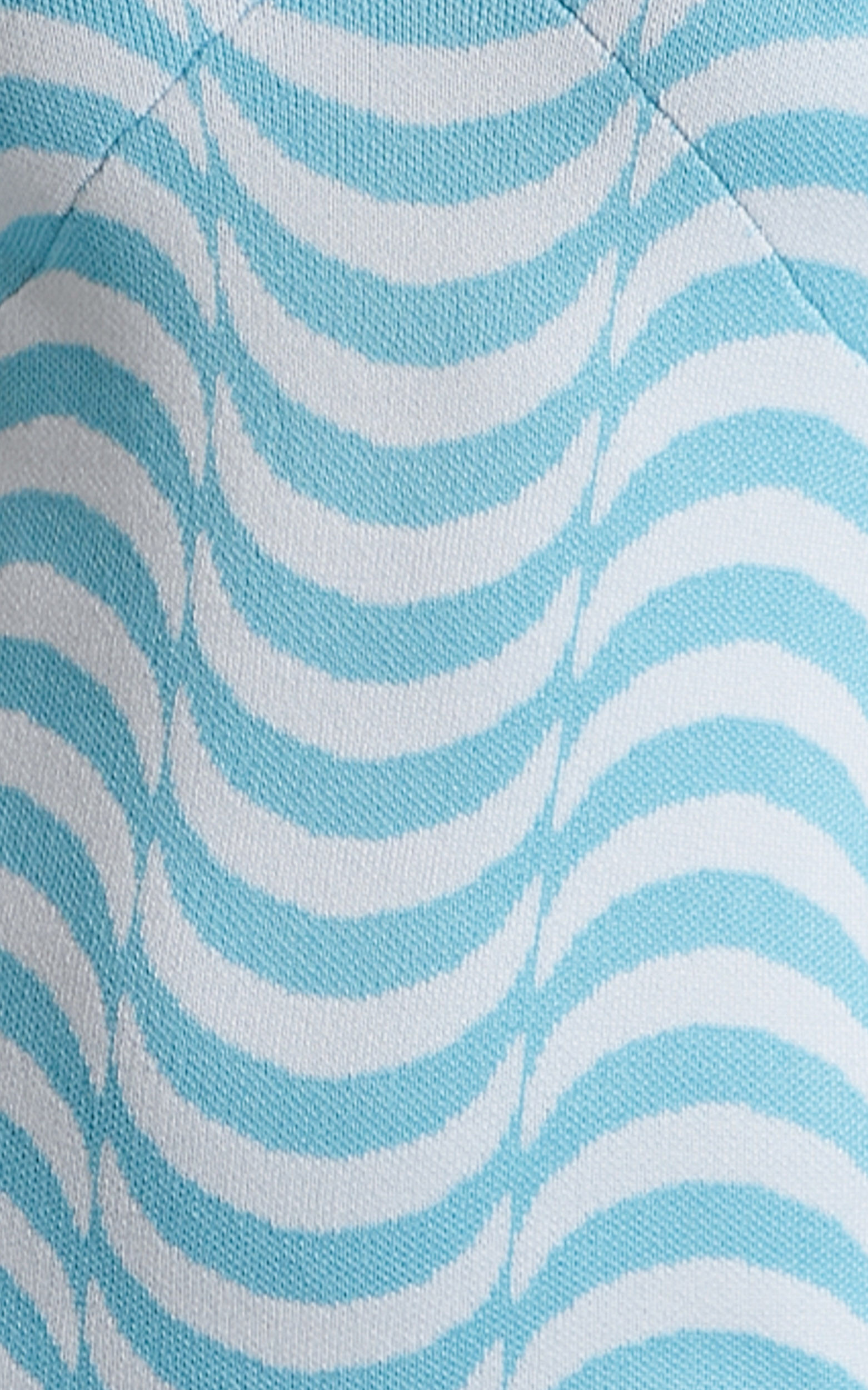 Lizia Mini Dress - Intarsia V Neck Long Sleeve Bodycon Dress in Wavy Stripe