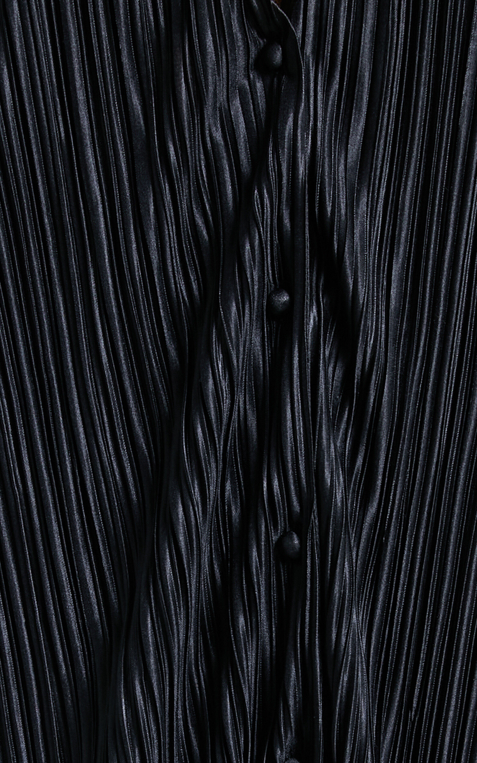 Donelli Midi Dress - Plisse Oversized Collared Shirt Dress in Black