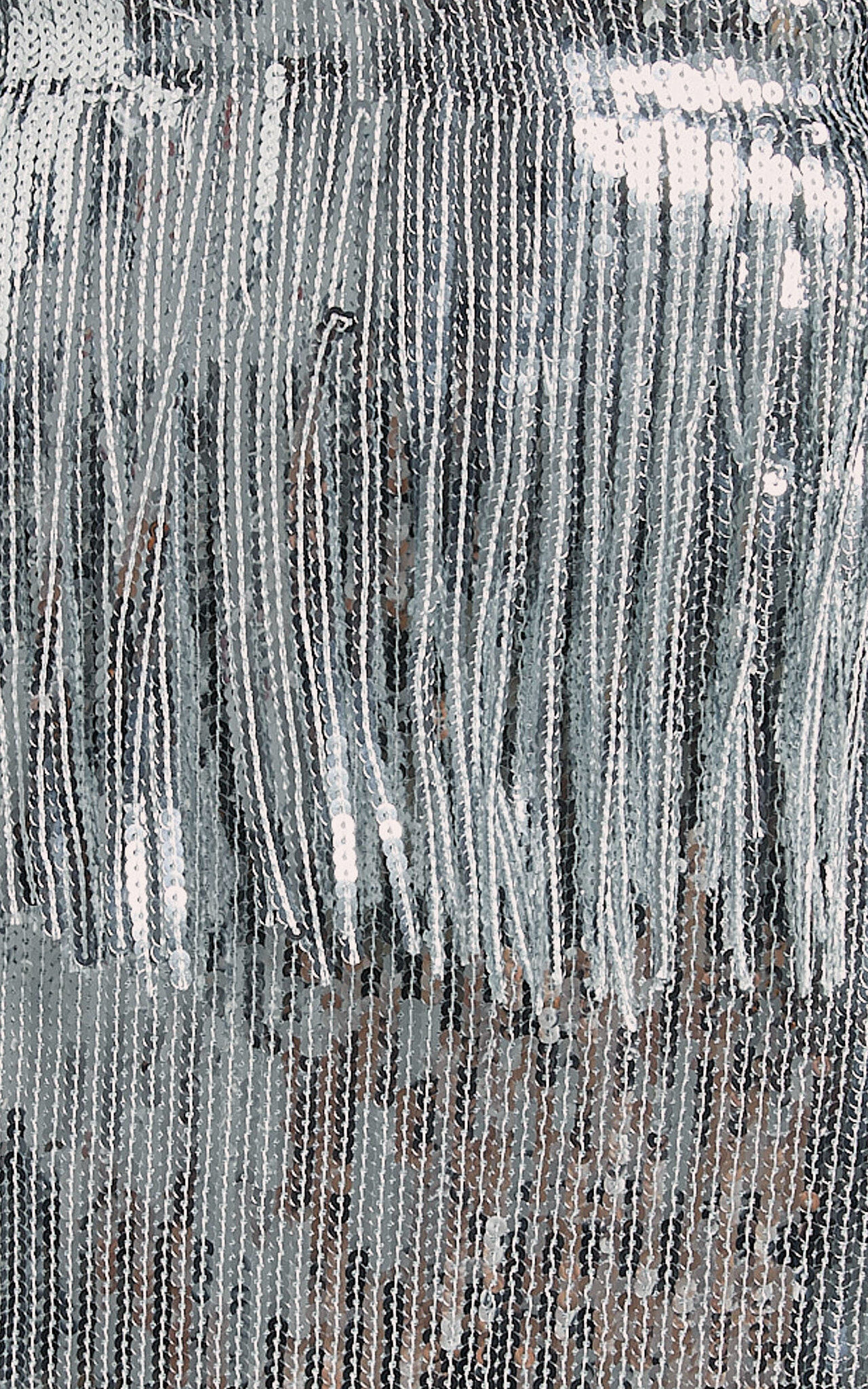 Paris Mini Skirt - Sequin Fringe High Waisted Skirt in Silver