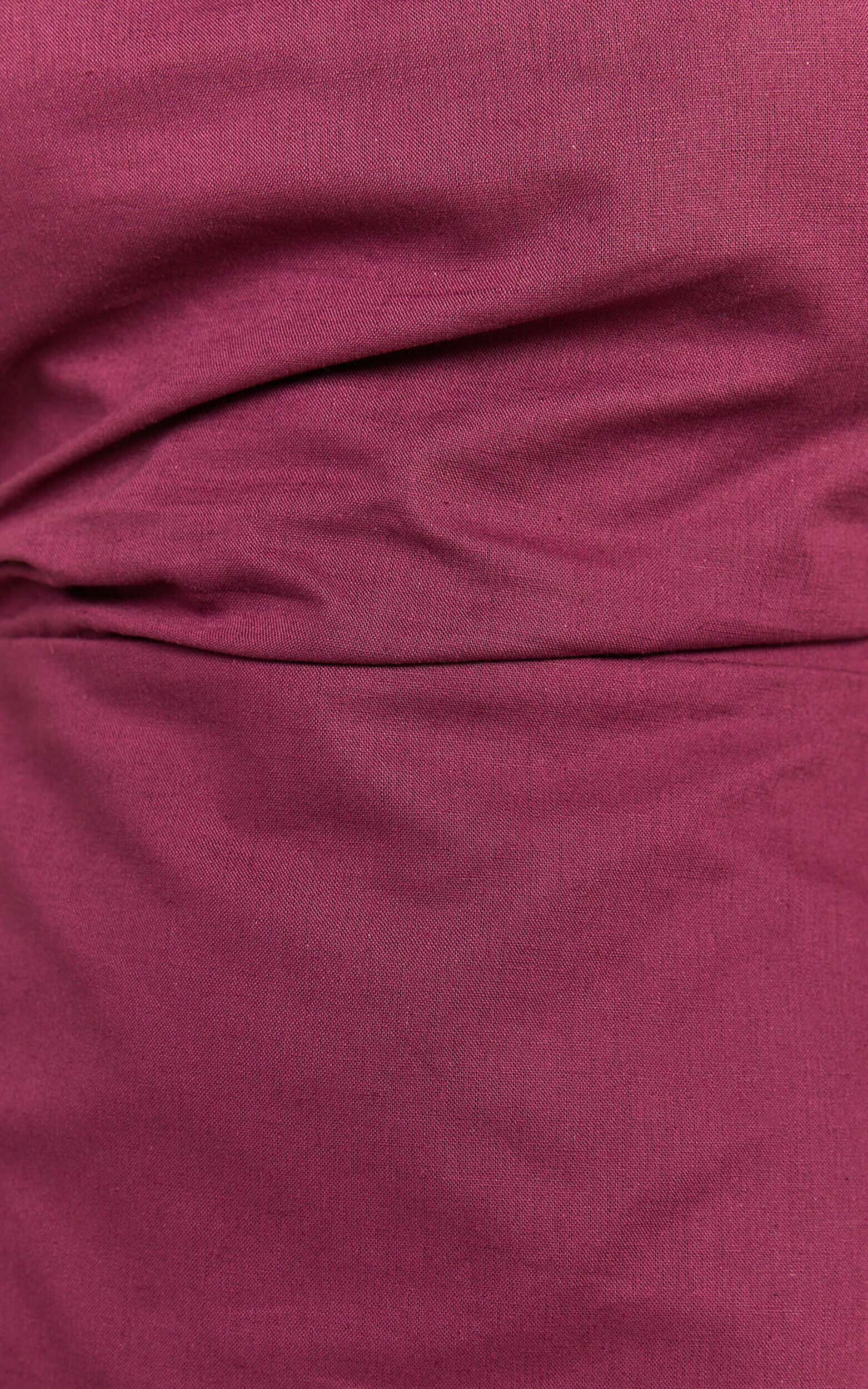 Jeofina Mini Dress - Off The Shoulder Linen Look Dress in Merlot