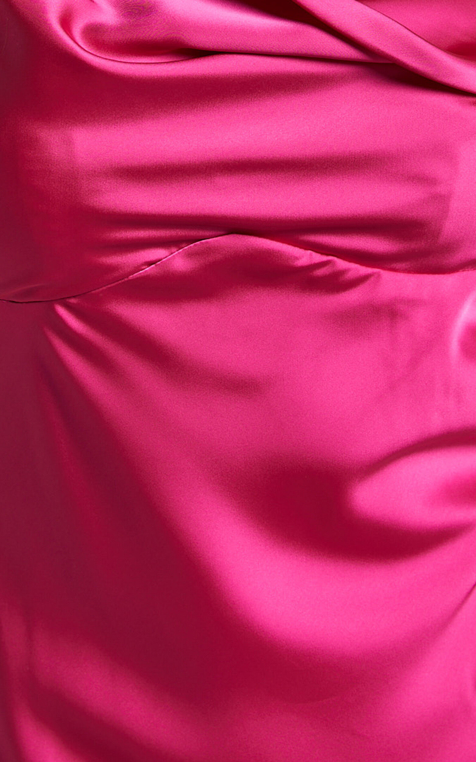 Alexia Midi Dress - One Shoulder Bust Slip Dress in Fuschia