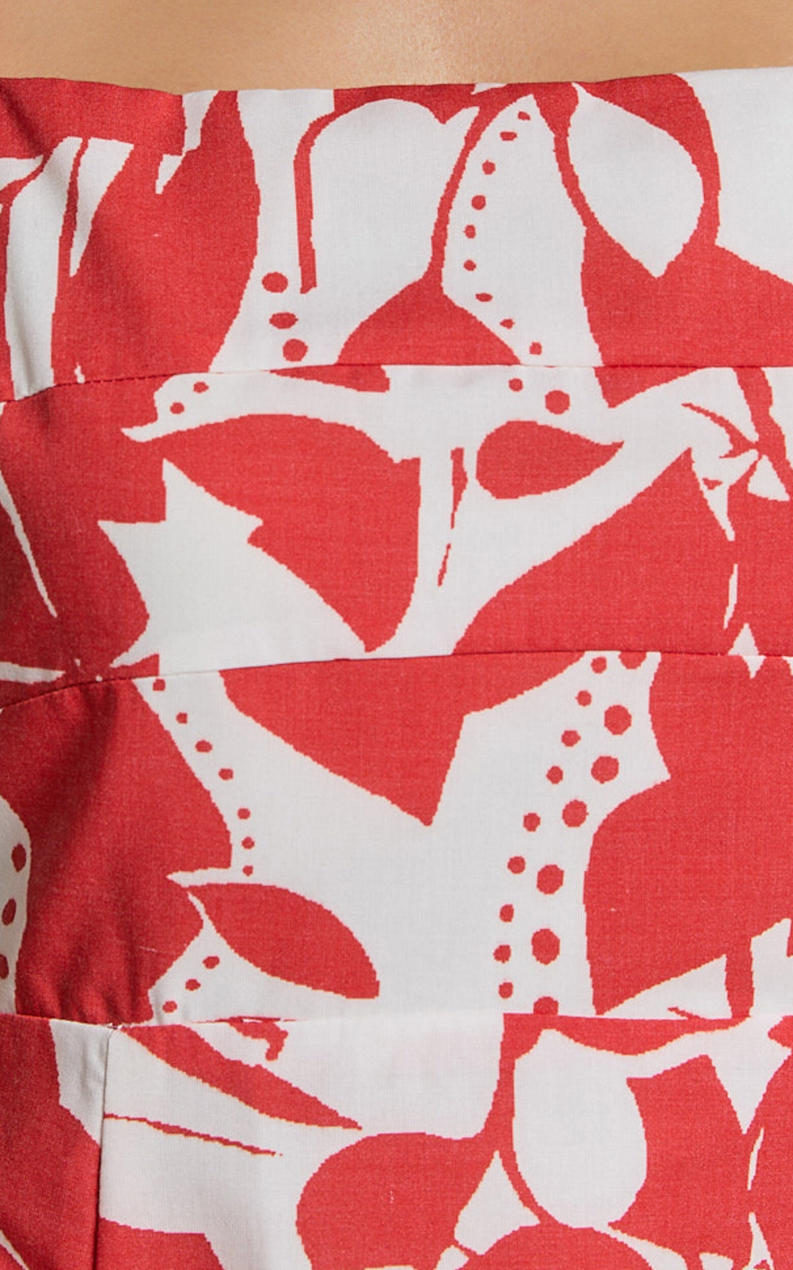 Nylia Midi Dress - Strappy Fit and Flare Dress in Red Floral