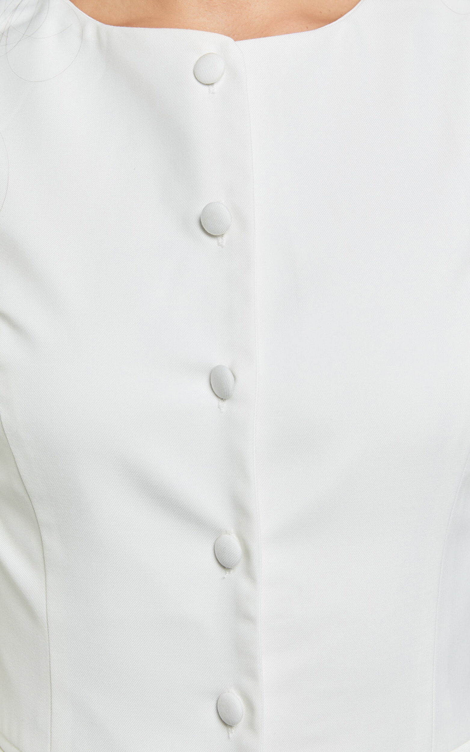 Desi Top - Longline Crew Neck Vest Top in Warm White