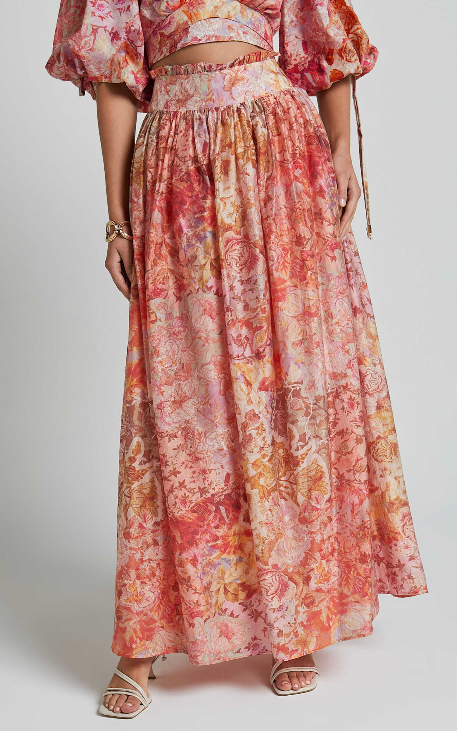 Amalie The Label - Valentina Paper Bag Gathered Waist Maxi Skirt in Morocco Print