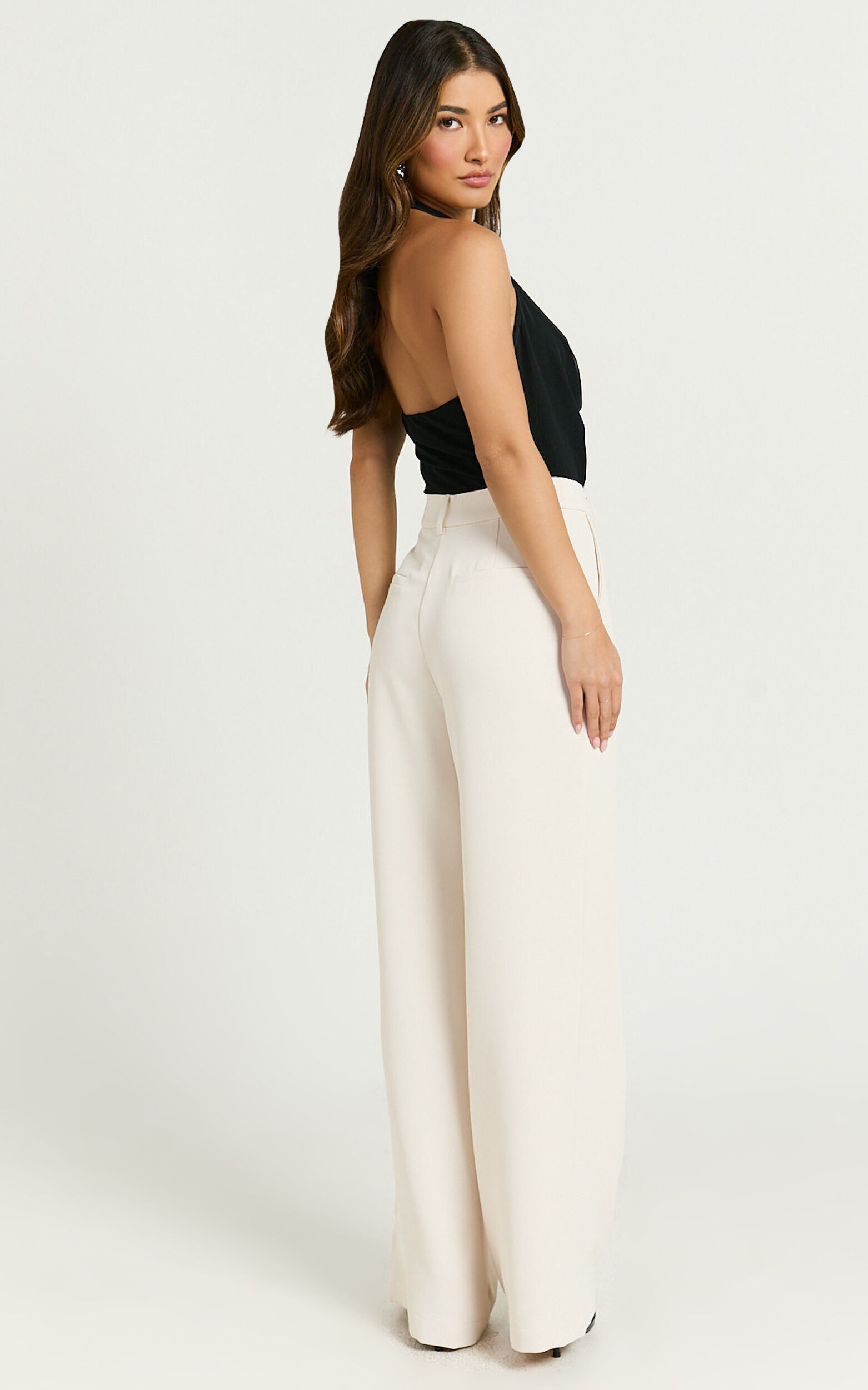 Bonnie Pants - High Waisted Tailored Wide Leg Pants in Bone