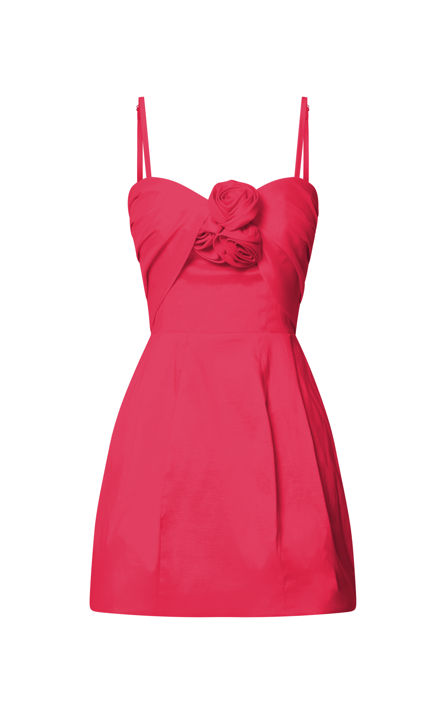 Amberle Mini Dress - Strappy Rosette Detail Bodice Dress in Raspberry