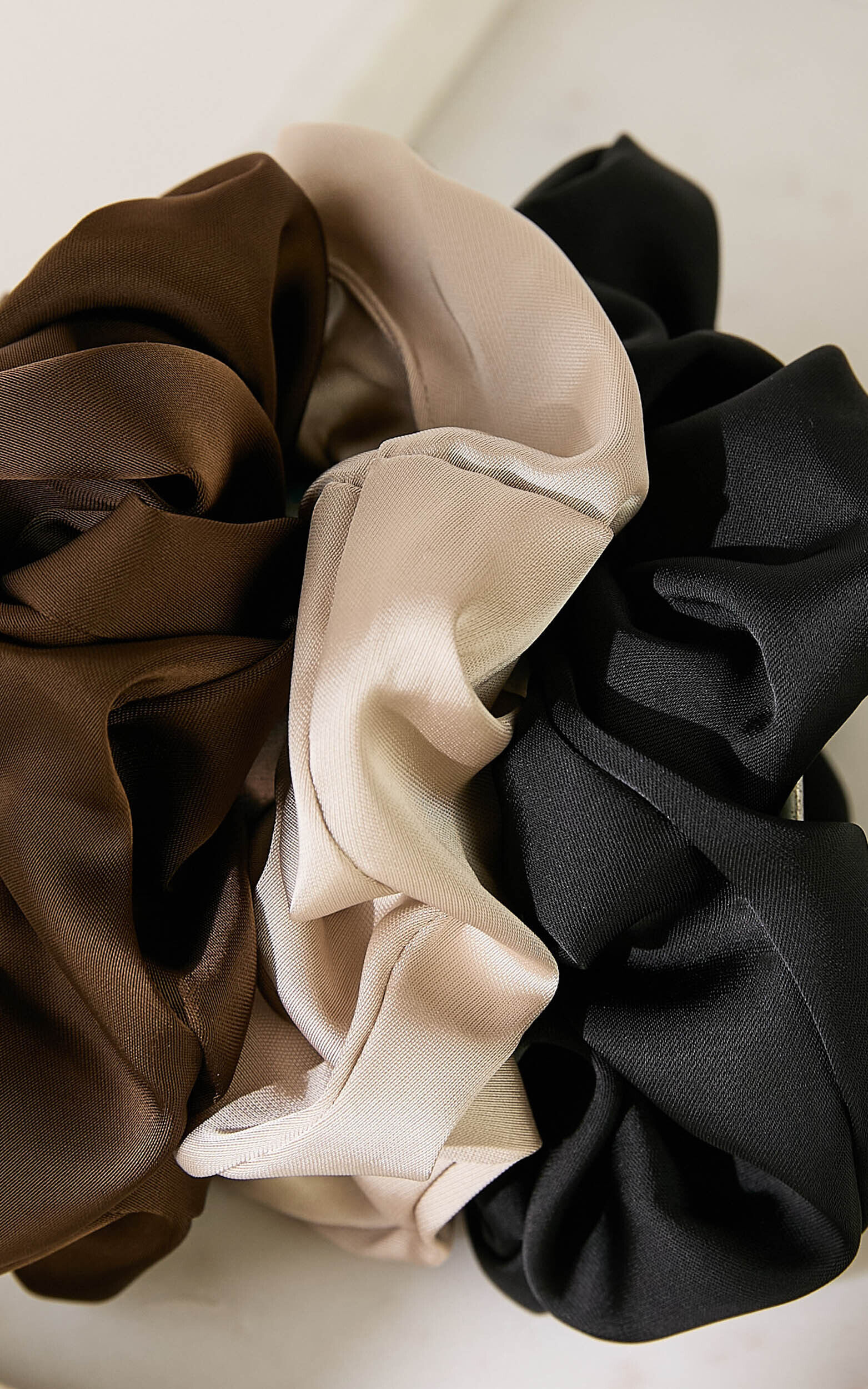 Denise Satin Scrunchie Pack in Neutral Multi