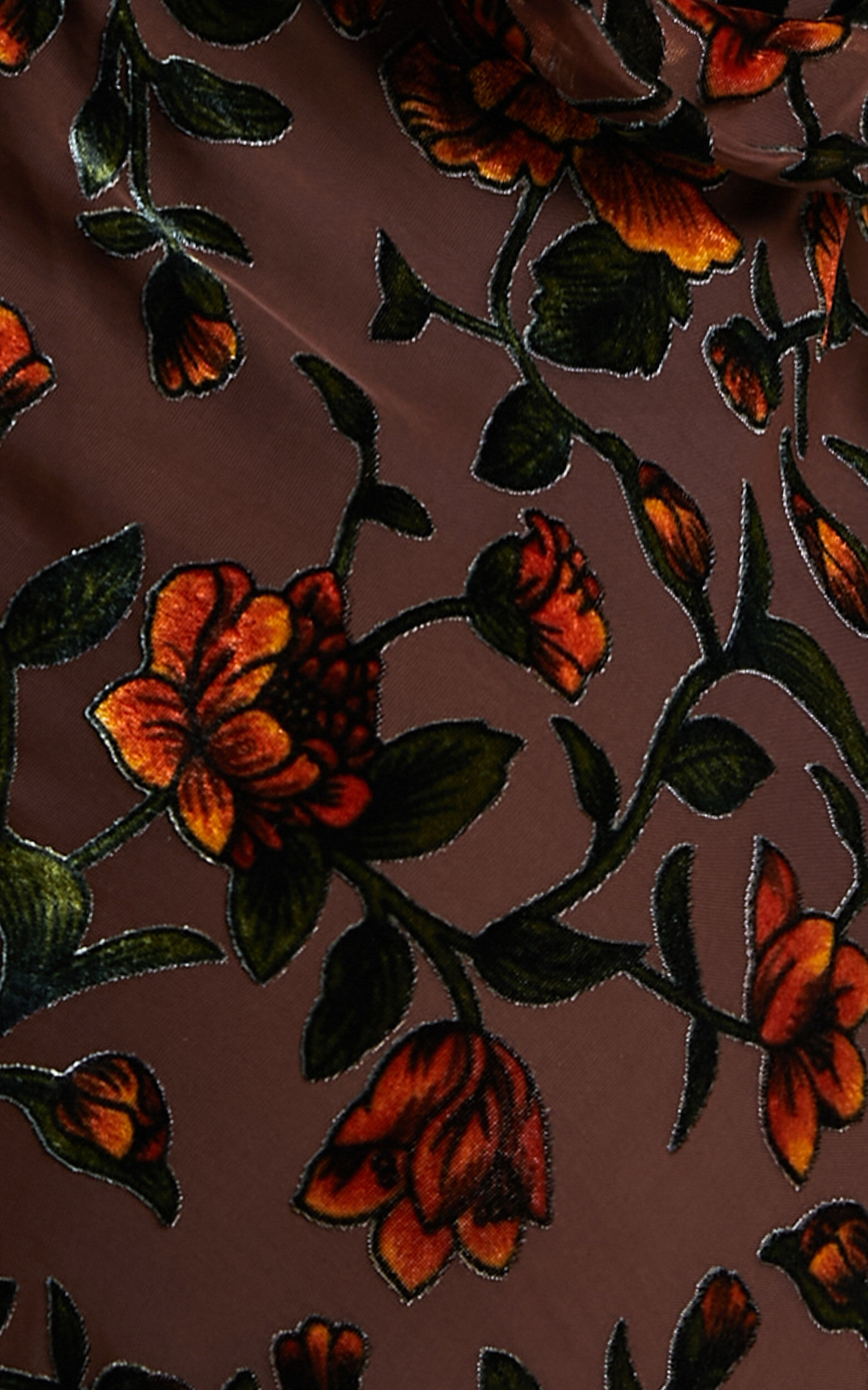 Stephania Midi Dress - Cowl Neck Low Back Burnout Slip Dress in Chocolate