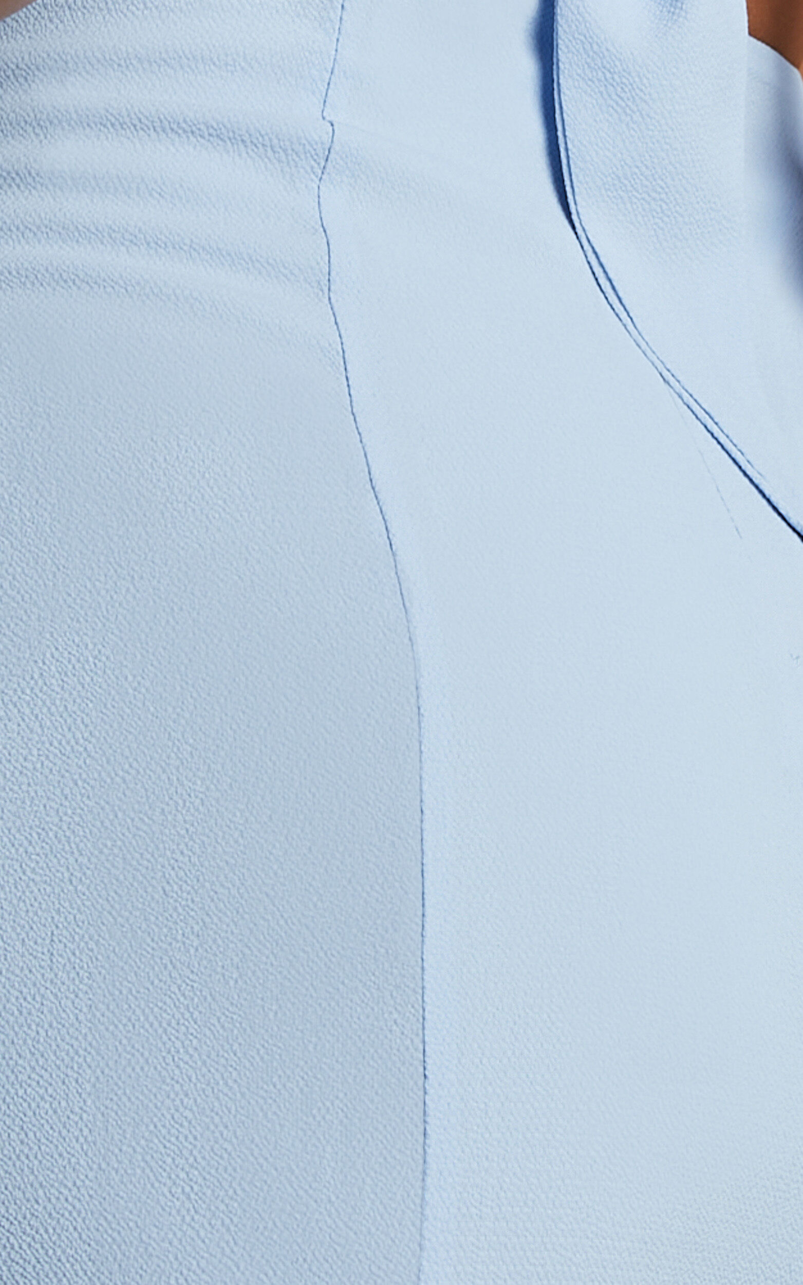 More Than This Maxi Dress - Ruffle Strap Thigh Split Dress in Light Blue