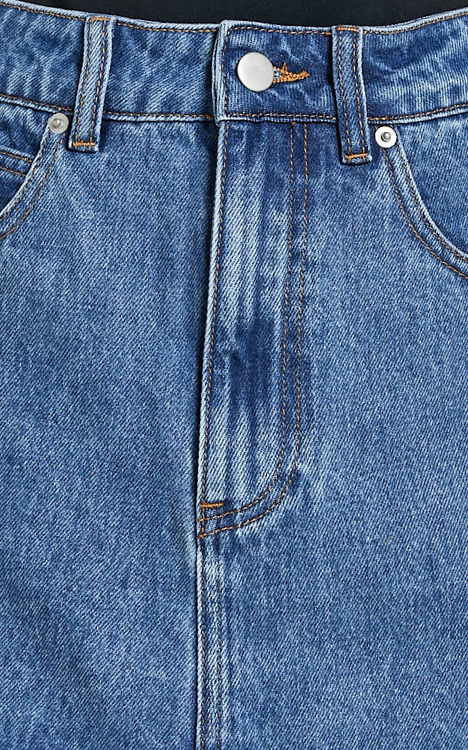 Harriet Skort - Mid Waisted Recycled Denim Skort in Mid Blue Wash