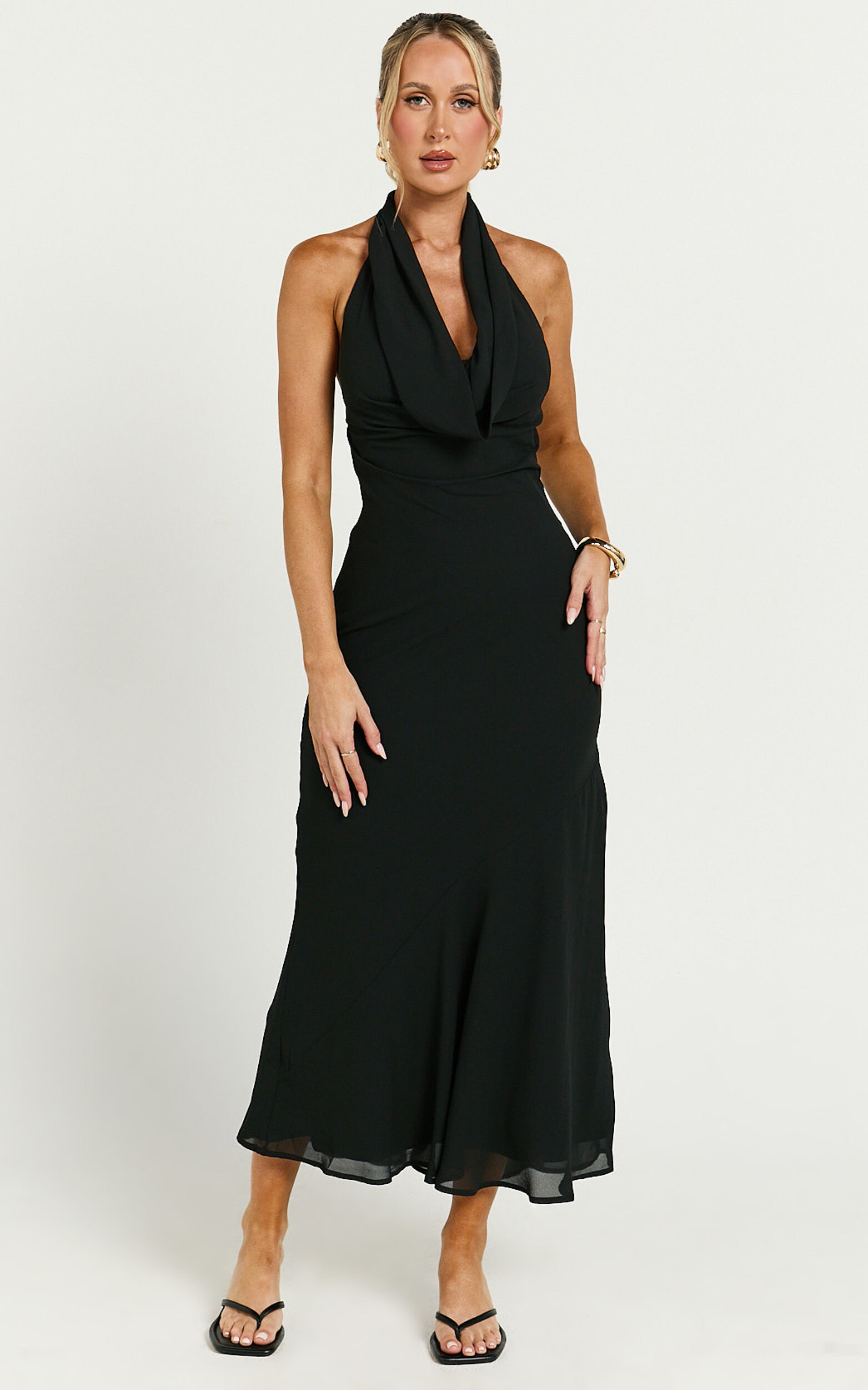 Jeslie Maxi Dress - Halter Neck Dress in Black