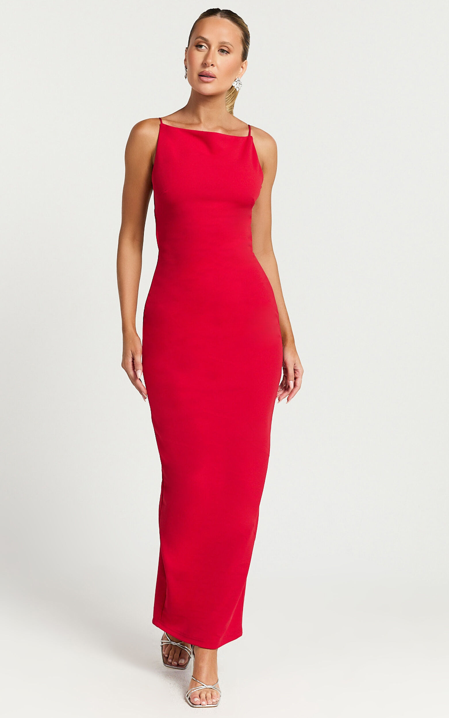 Ralphie Midi Dress - Backless Slip Dress in Red