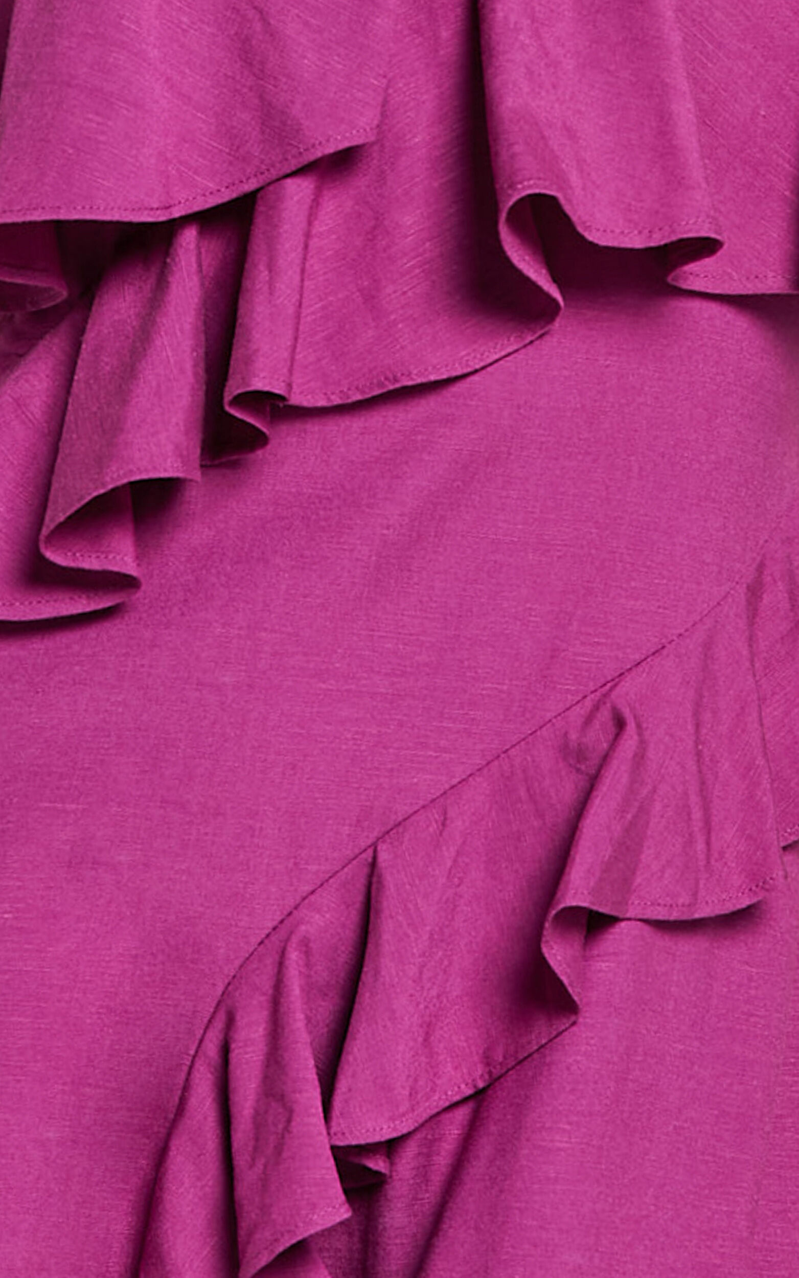 Pearline Midi Dress - Linen Frill Detail Thigh Split Slip Dress in Grape