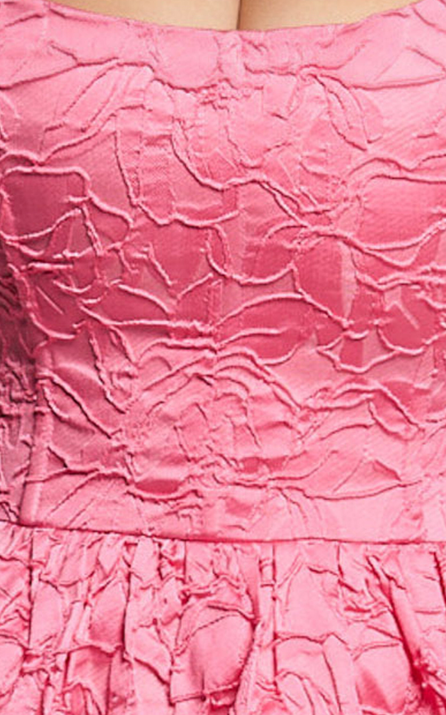 Inez Mini Dress - Jacquard Strapless Bubble Hem Dress in Pink