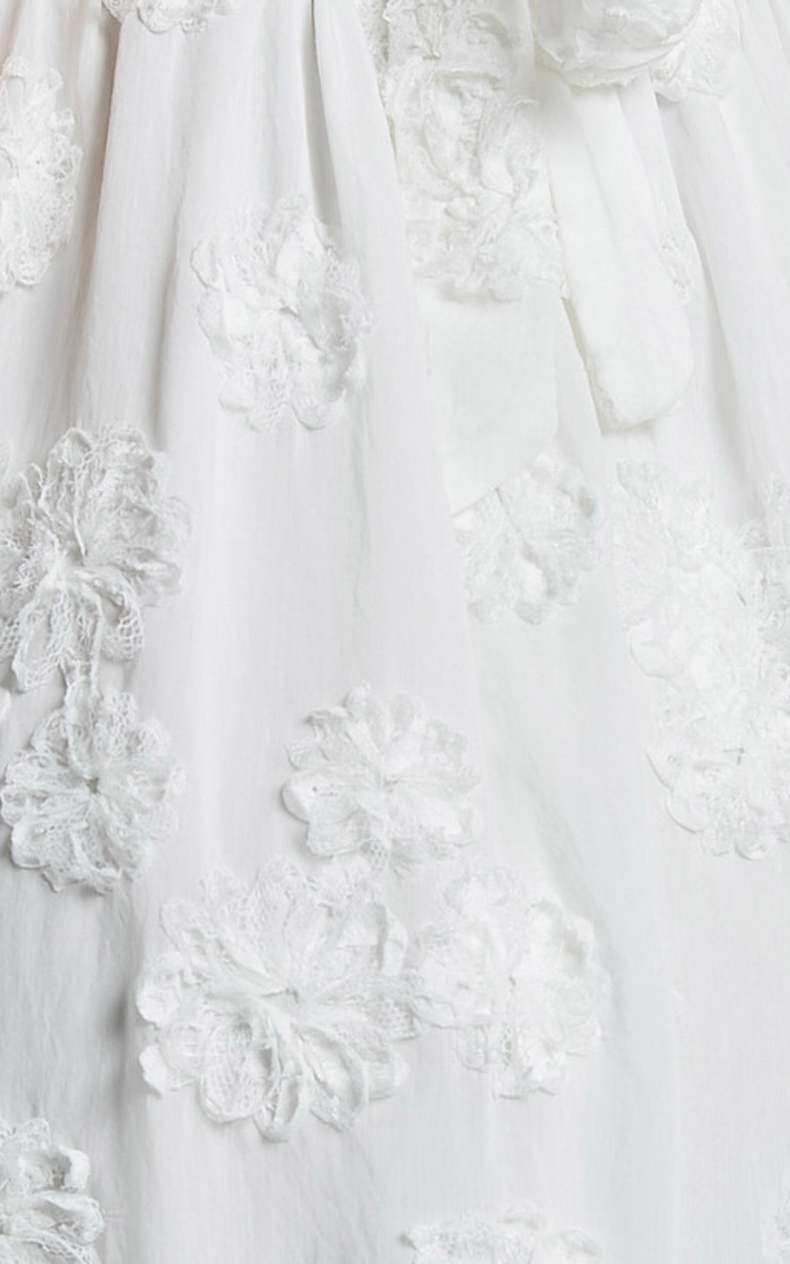 Claya Maxi Dress - Sleeveless Straight Neckline Floral Detail Dress in White Embroidery