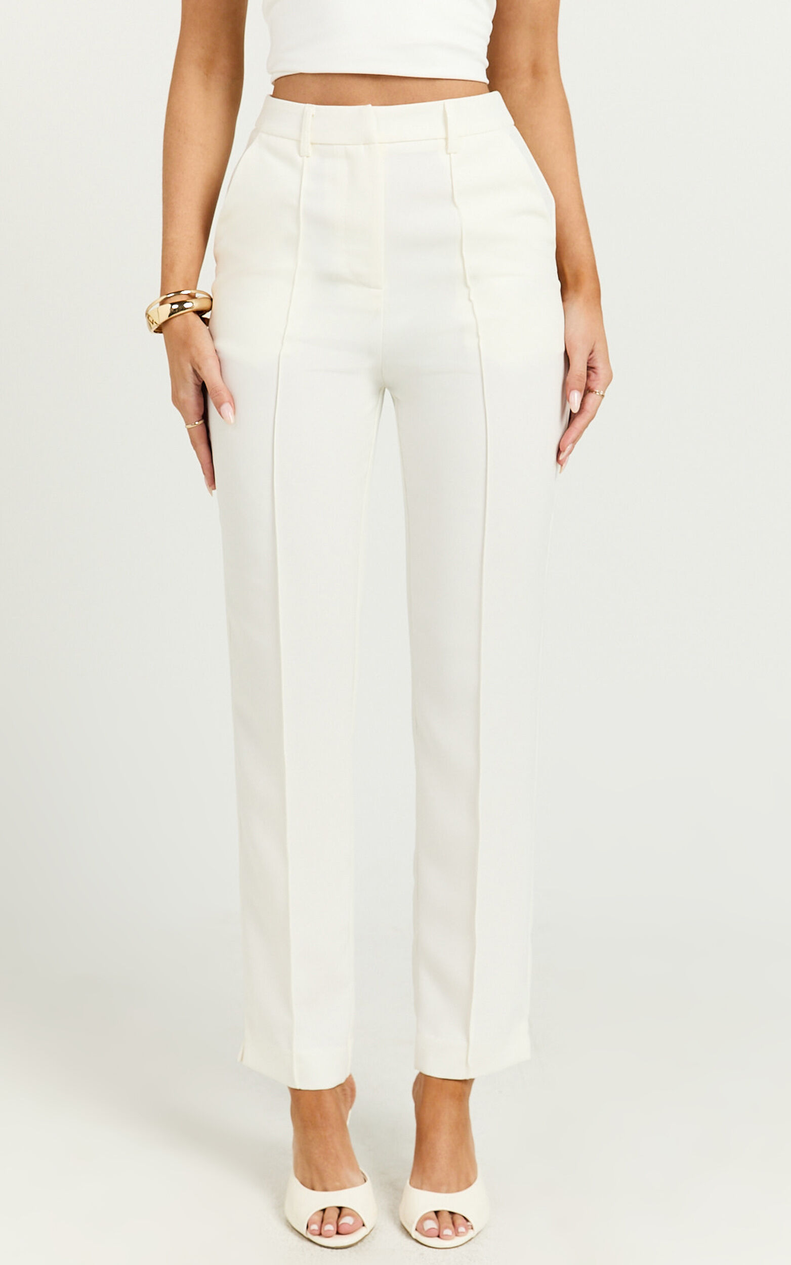 Brianna Pants - High Waist Tapered Pants in White