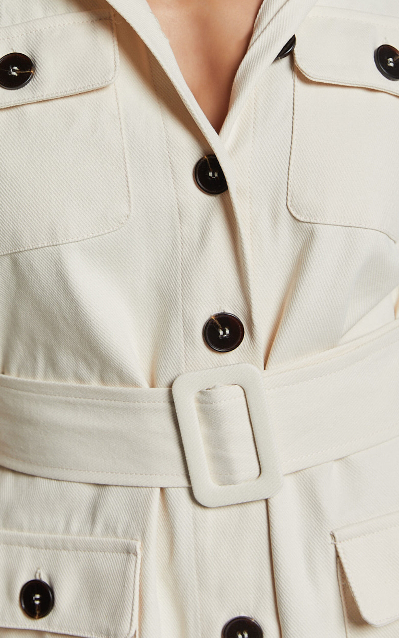 Elena Mini Dress - Wide Sleeve Utility Dress in Natural