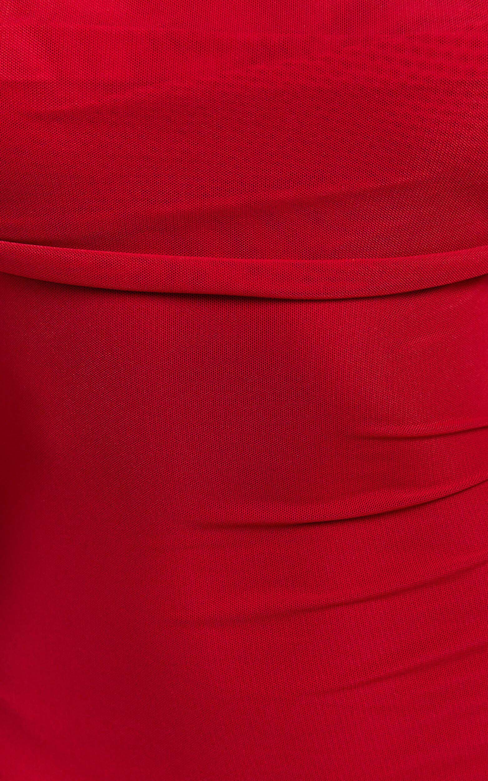 Bethanie Maxi Dress - Off The Shoulder Mesh Dress in Red