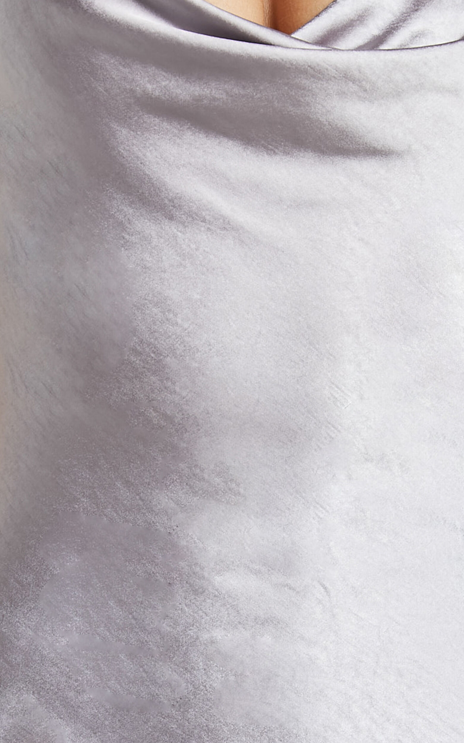 Louise Mini Dress - Cowl Neck Backless Satin Slip Dress in Silver