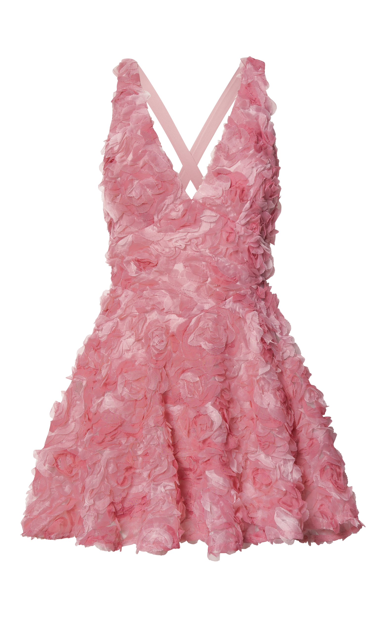 Alexandria Mini Dress - V Neck Gathered Bust A Line Dress in Pink