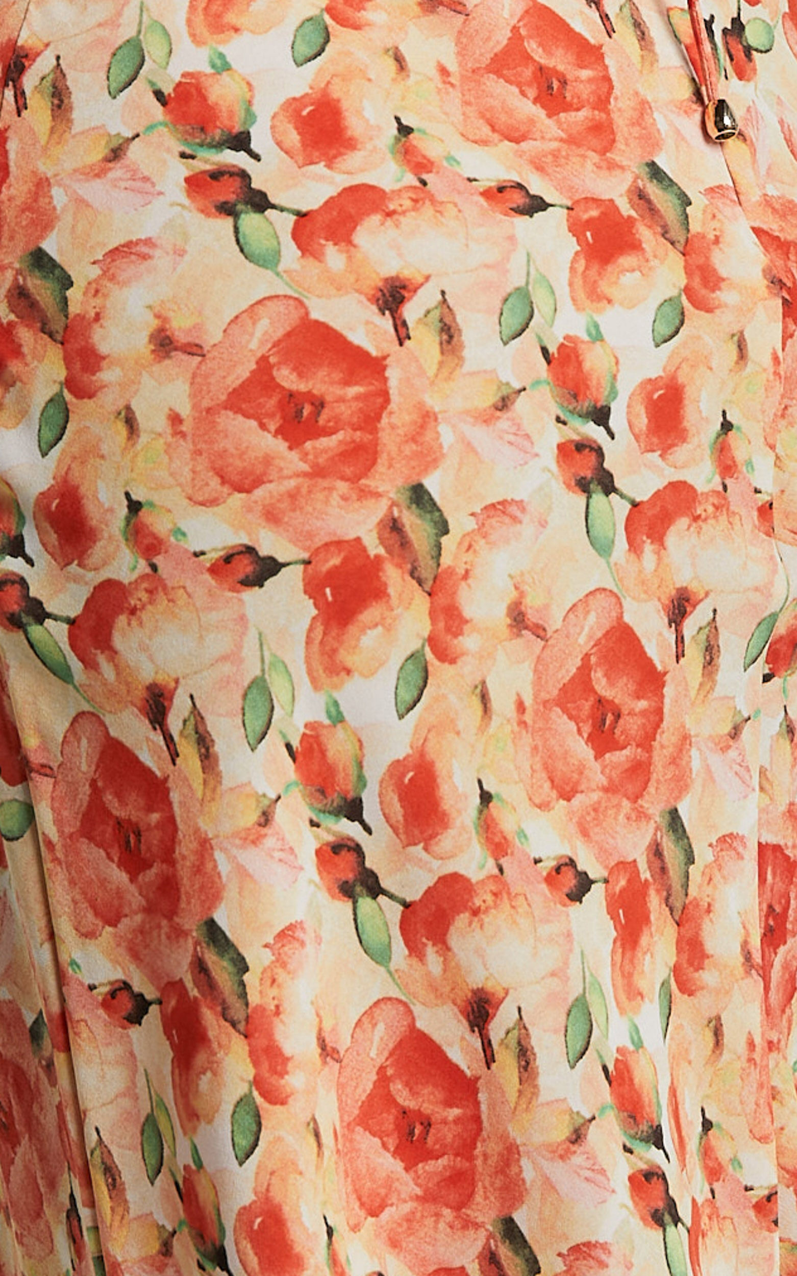 Alessa Maxi Dress - V Neck Frill Detail Empire Waist Back Cut Out Dress in Peach Floral