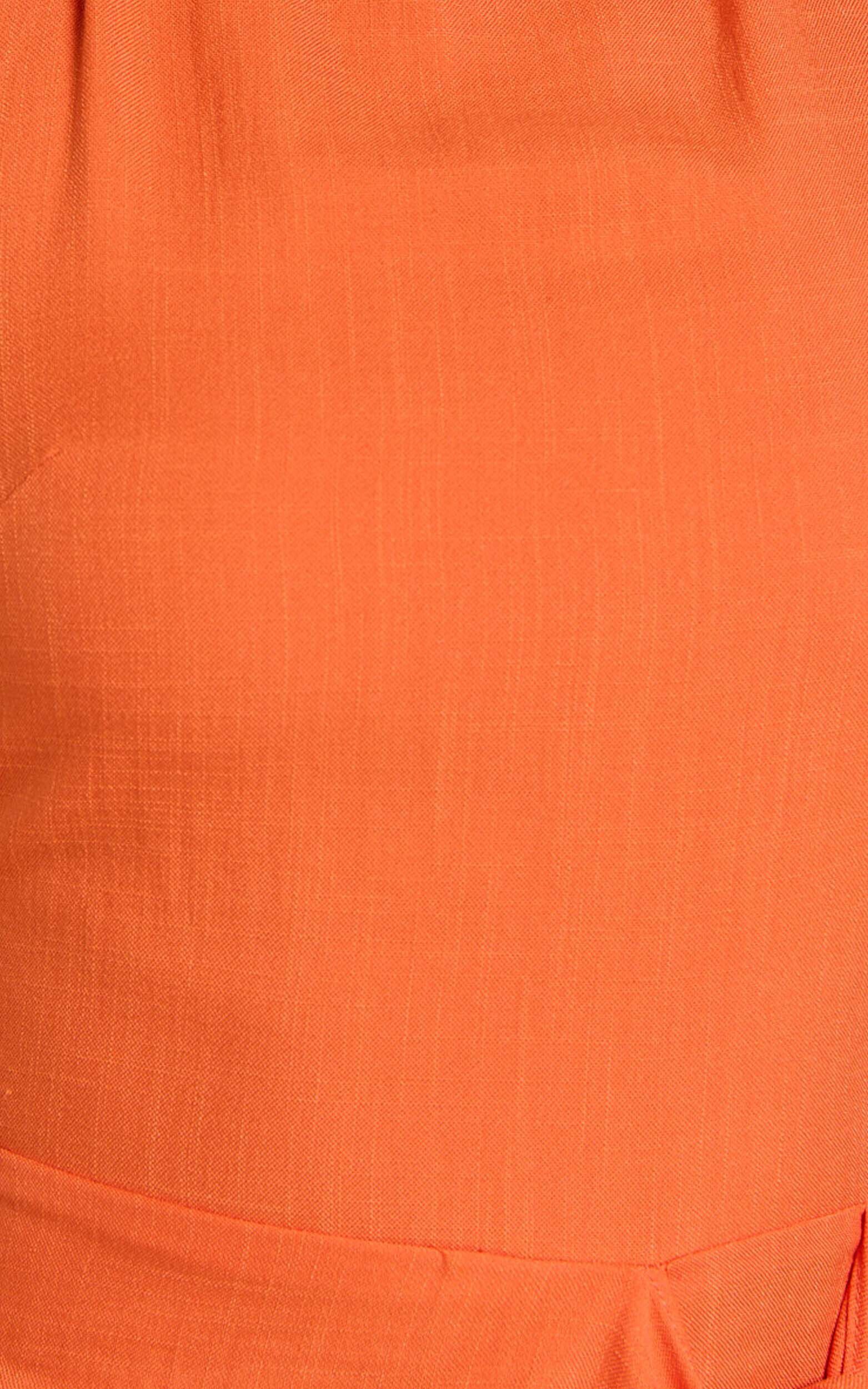 Aoife Mini Linen Dress - Sleeveless Scoop Neck Wrap Dress in Orange