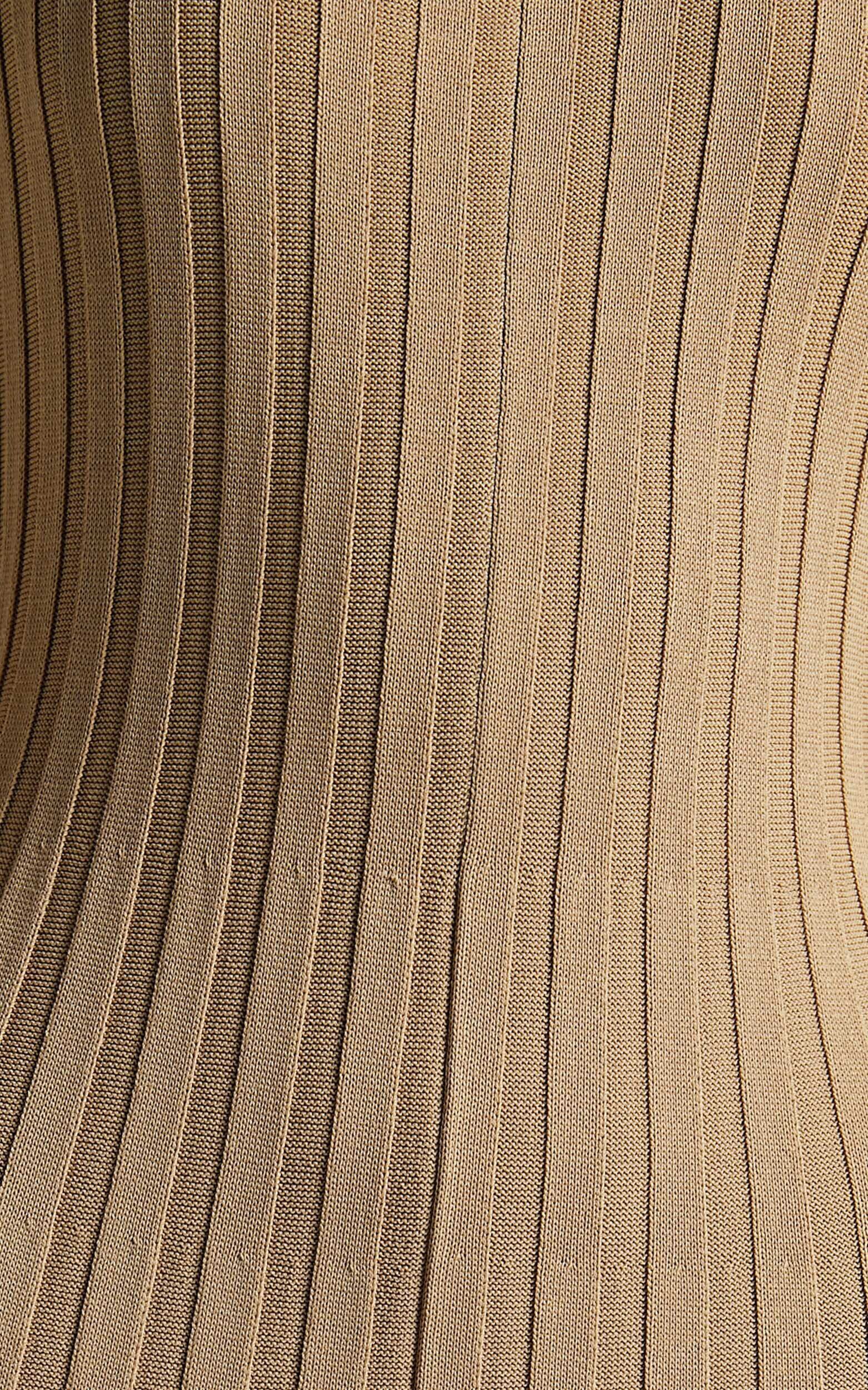 Blaire Midi Dress - Long Sleeve Tie Back Flare Dress in Roasted Cashew