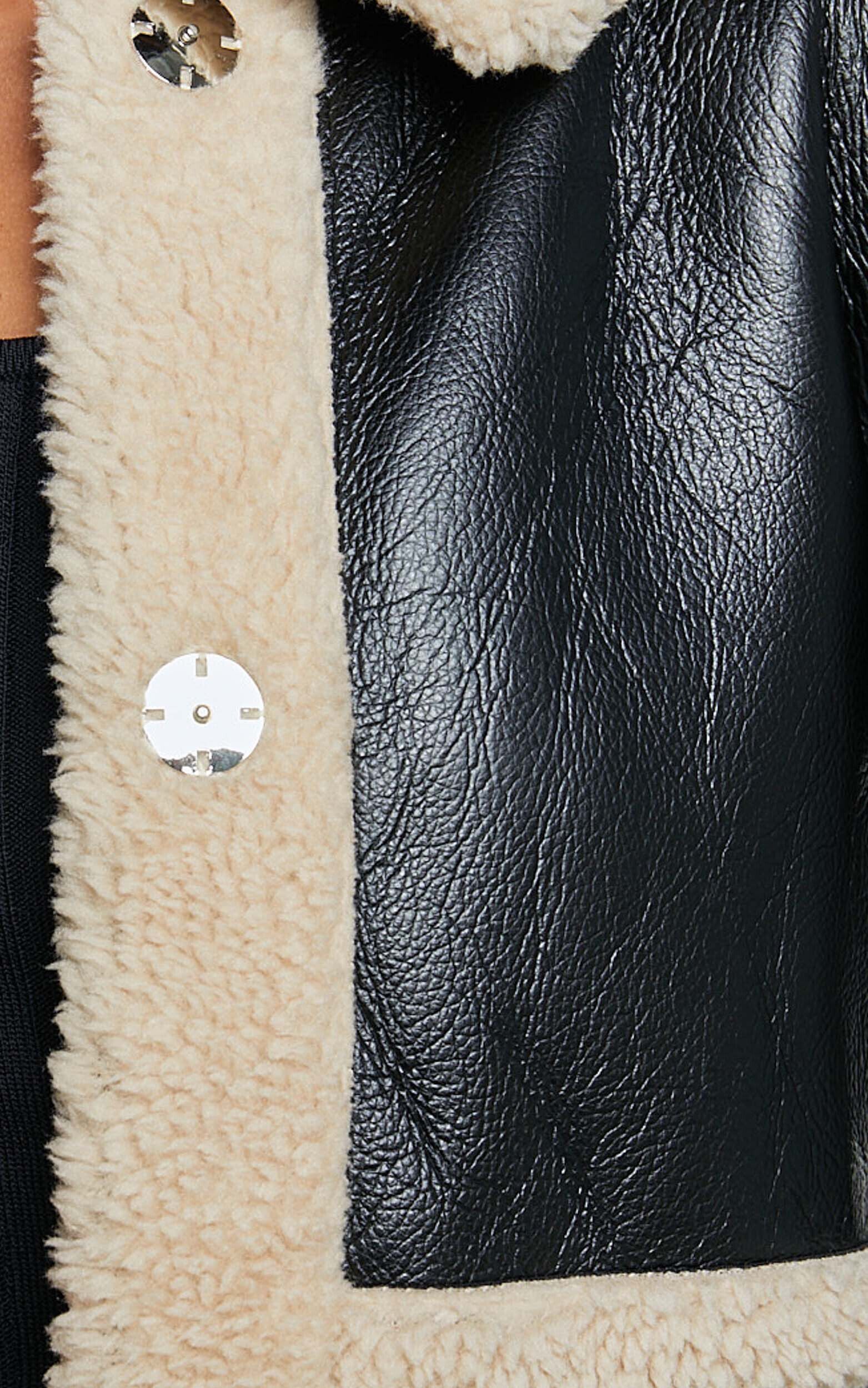 Ruth Jacket - Faux Shearling Aviator Jacket in Black