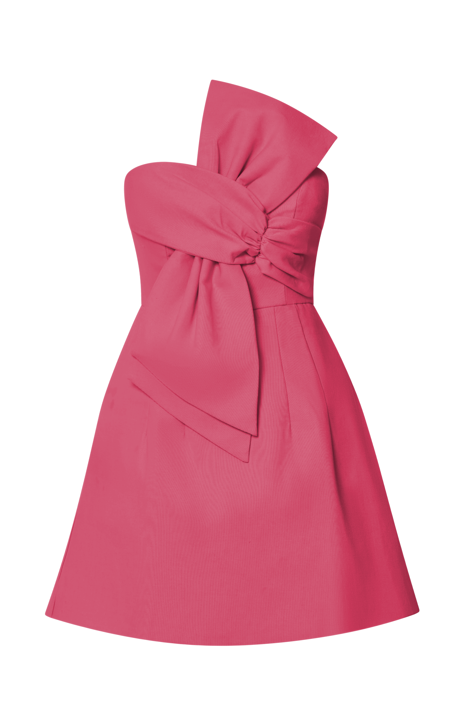 Chika Mini Dress - Linen Strapless Front Bow Dress in Peony Pink