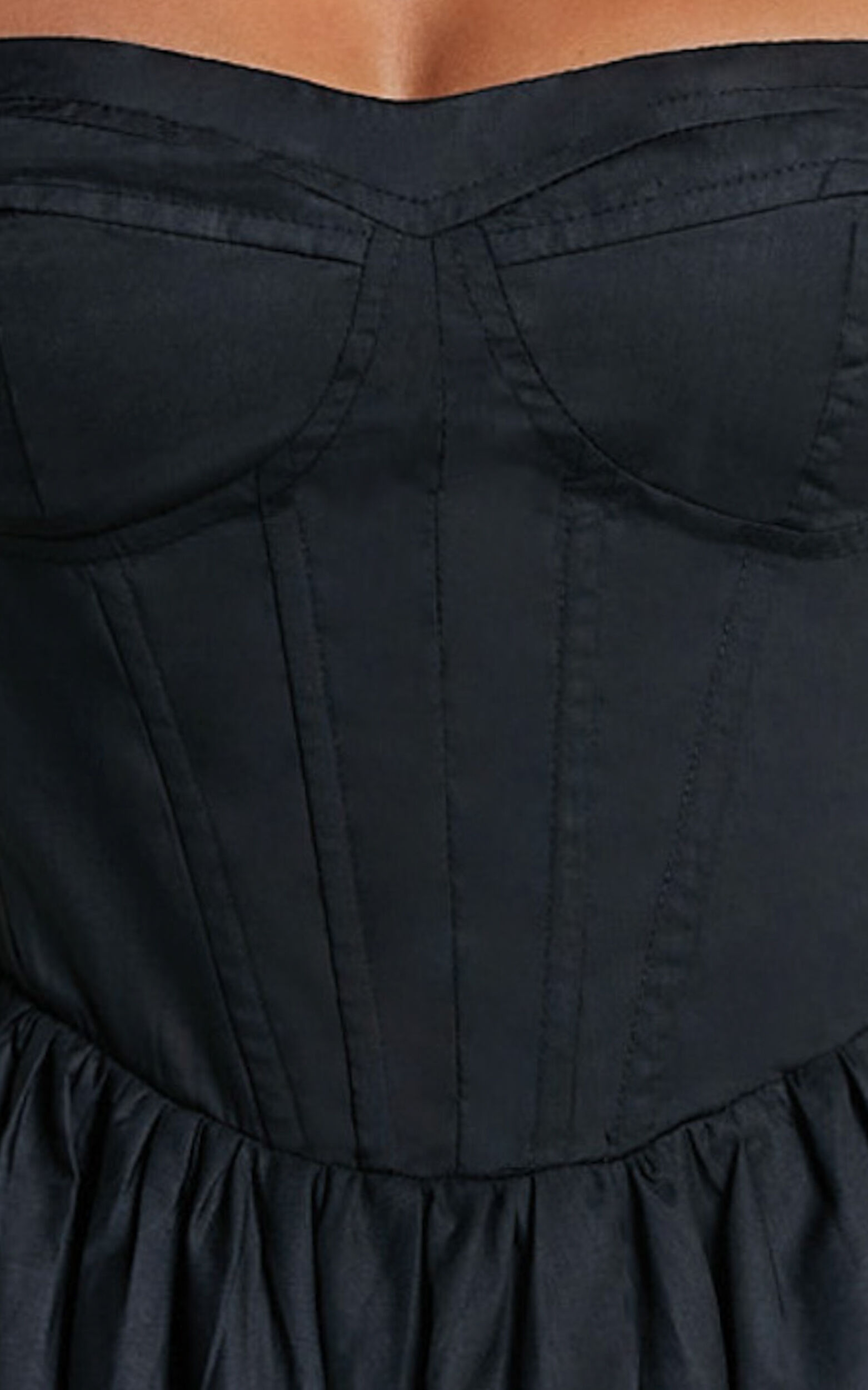 Souza Mini Dress - Fit and Flare Puff Sleeve Corset Dress in Black