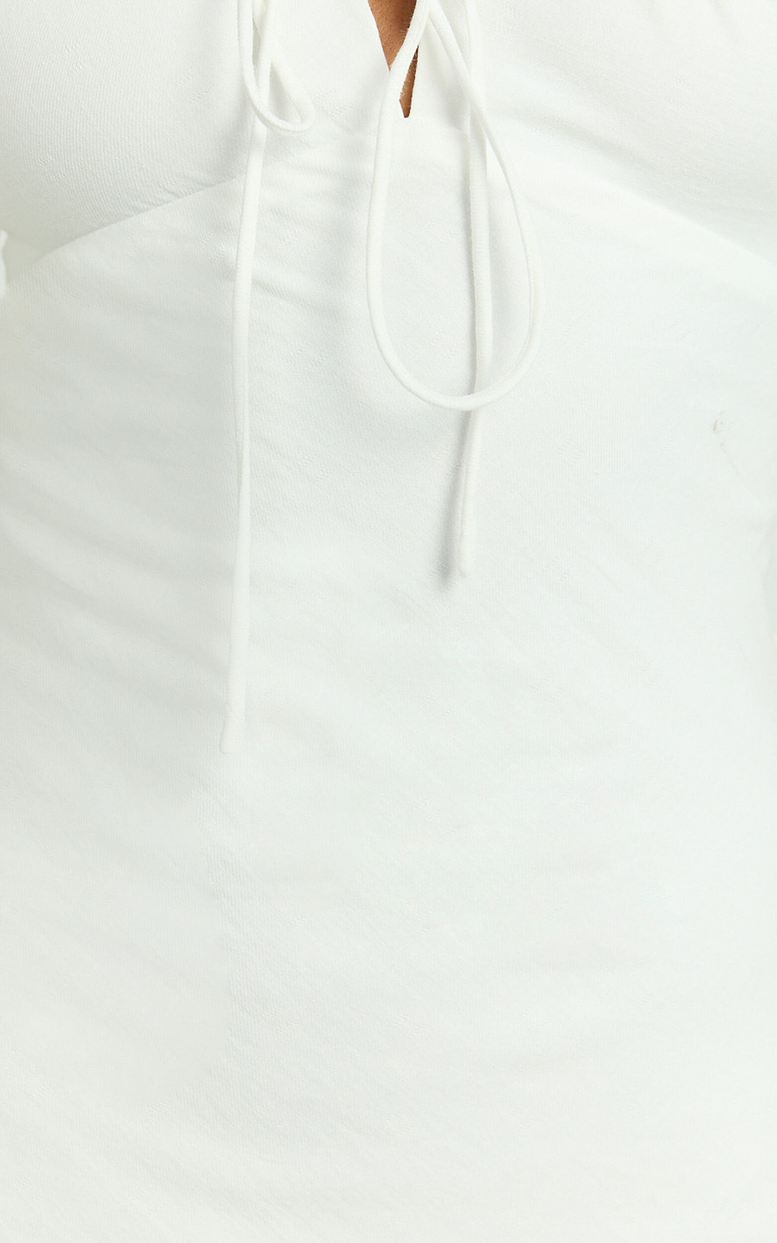 Avelina Midi Dress - Bias Cut Linen Look with Open Tie Back Dress in White