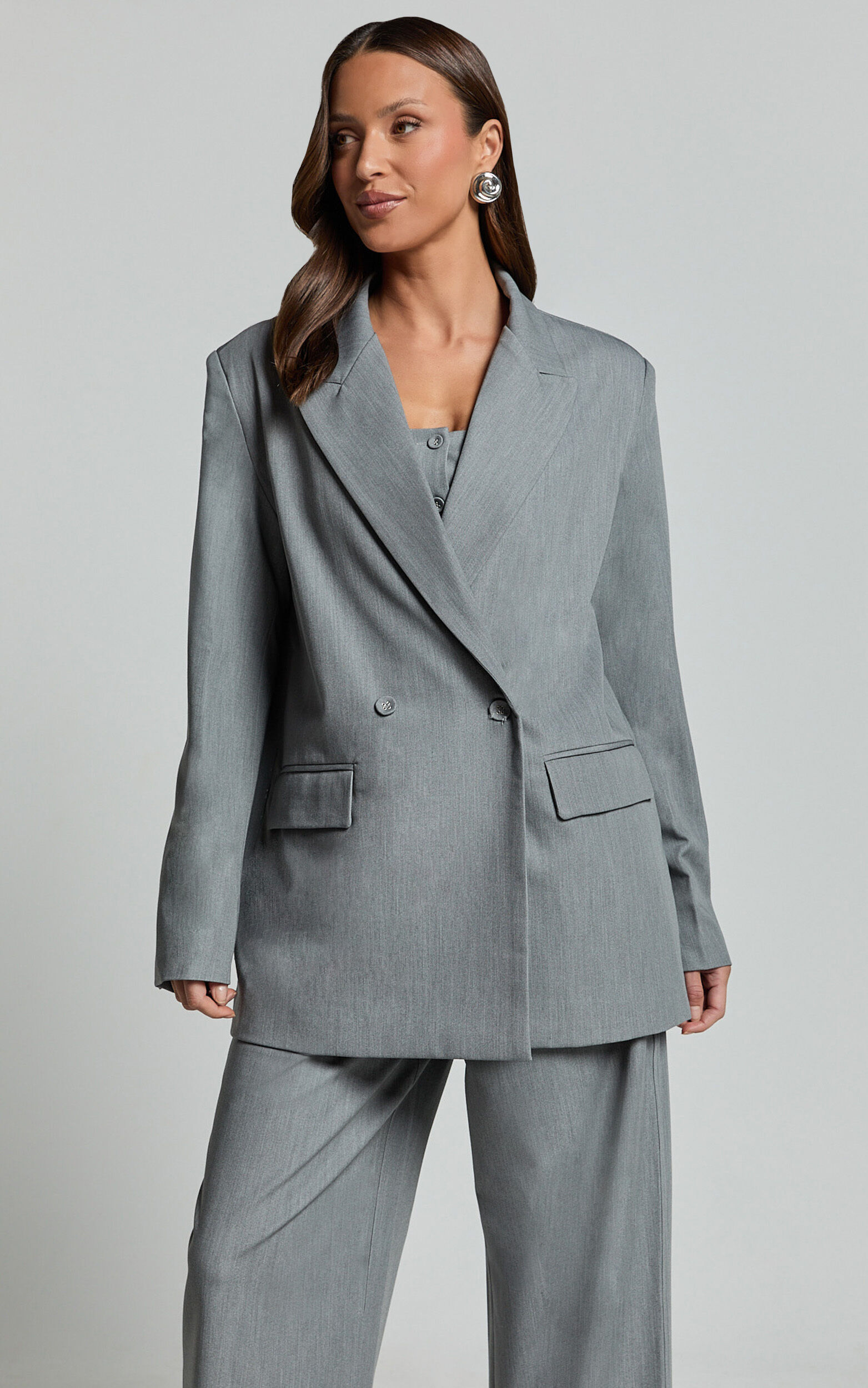 Hope Blazer - Oversized Double Breasted Blazer in Grey