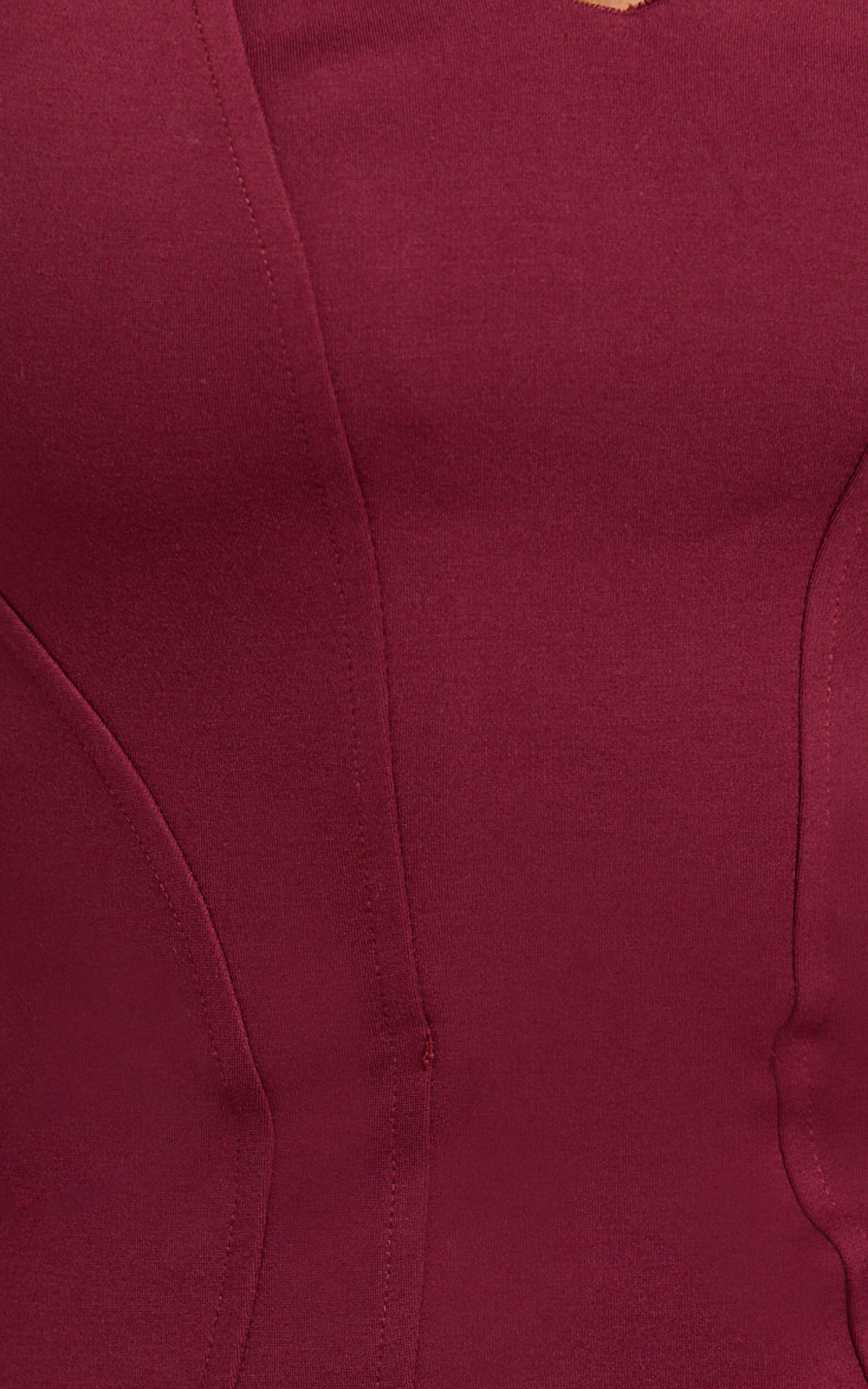 Oriella Maxi Dress - Panelled Thigh Split Strapless Dress in Wine