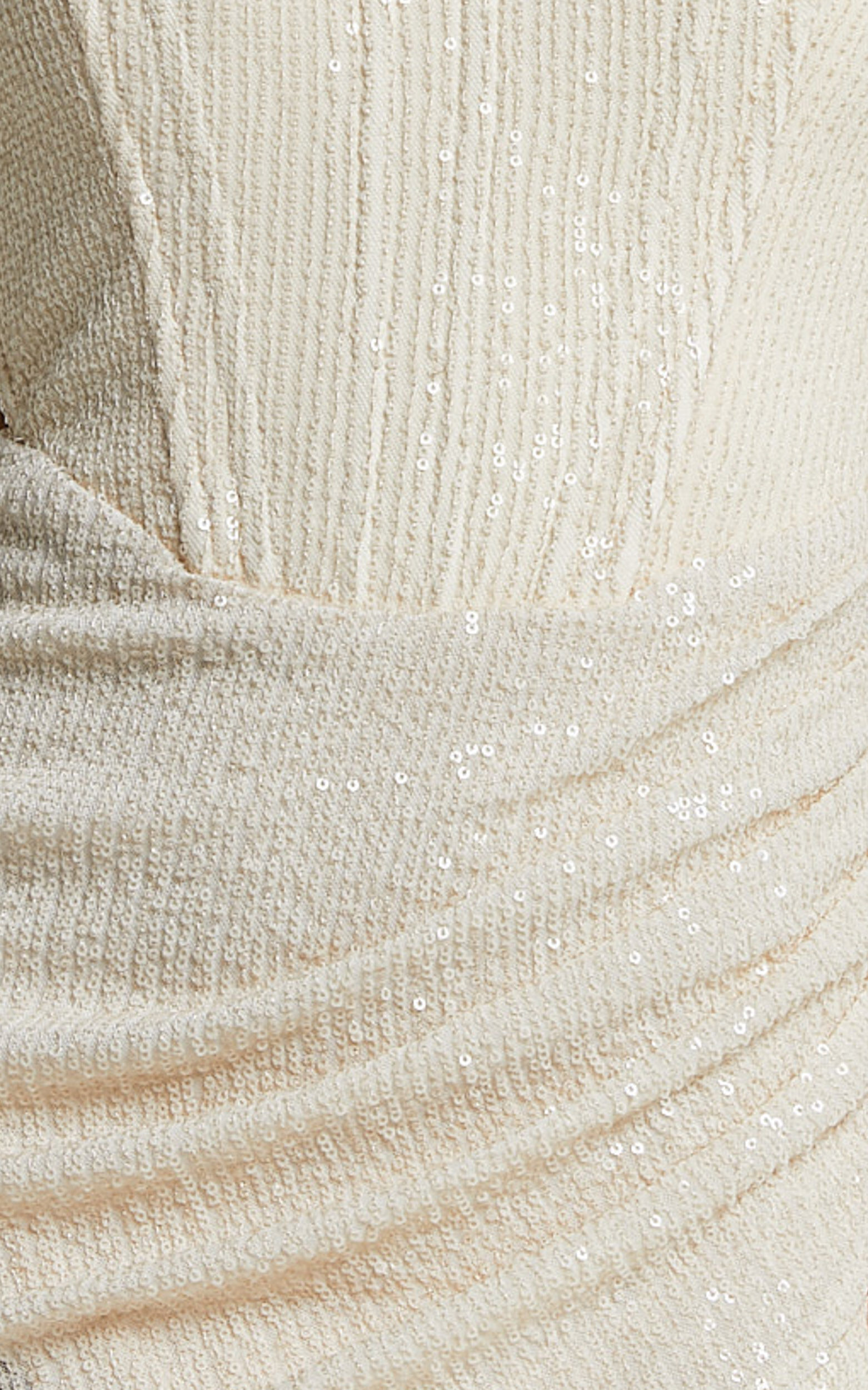 Akhira Mini Dress - Corset Detail Strapless Sequin Dress in Off White