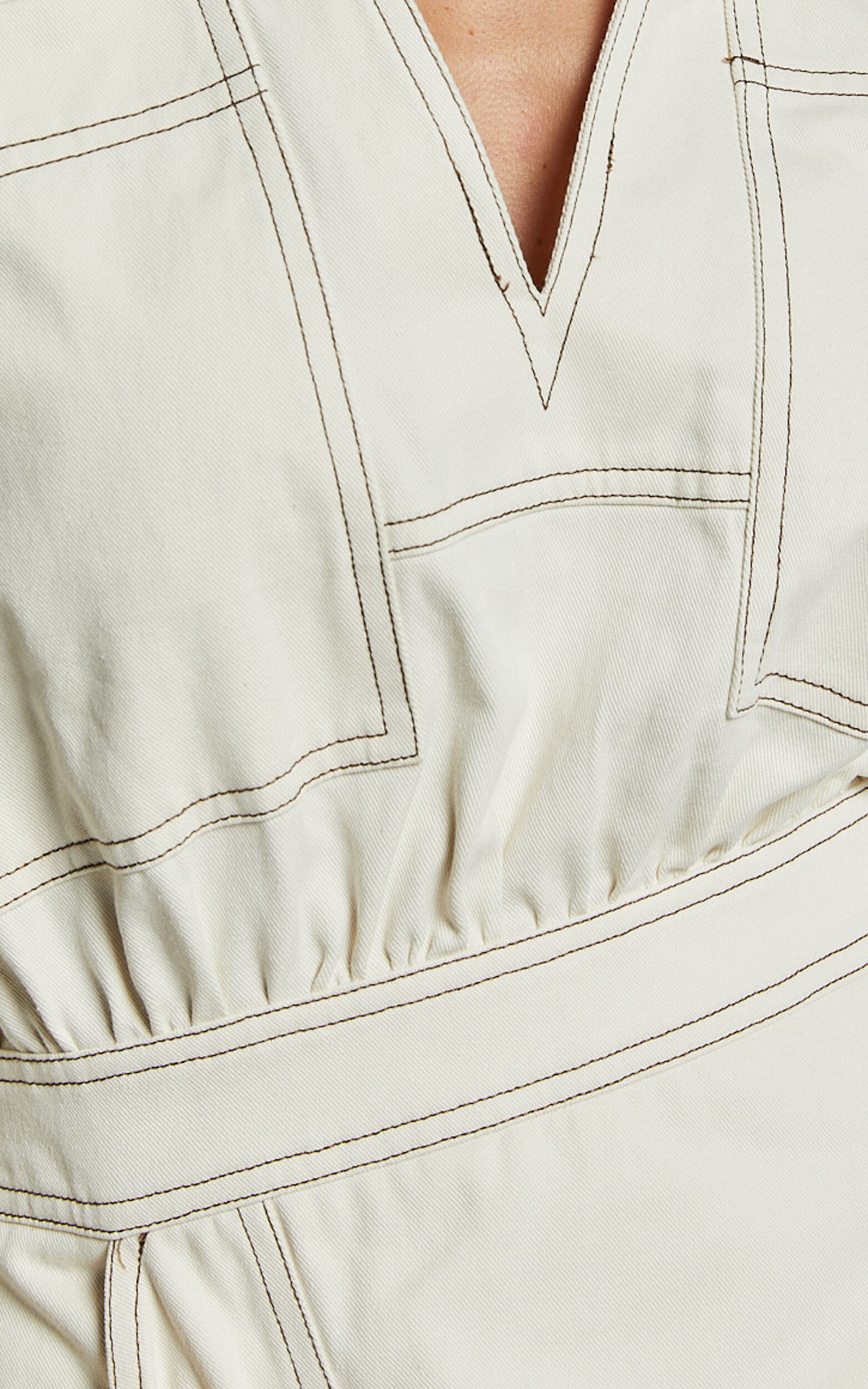 Lilianna Mini Dress - V Neck Long Sleeve Wrap Dress in Cream