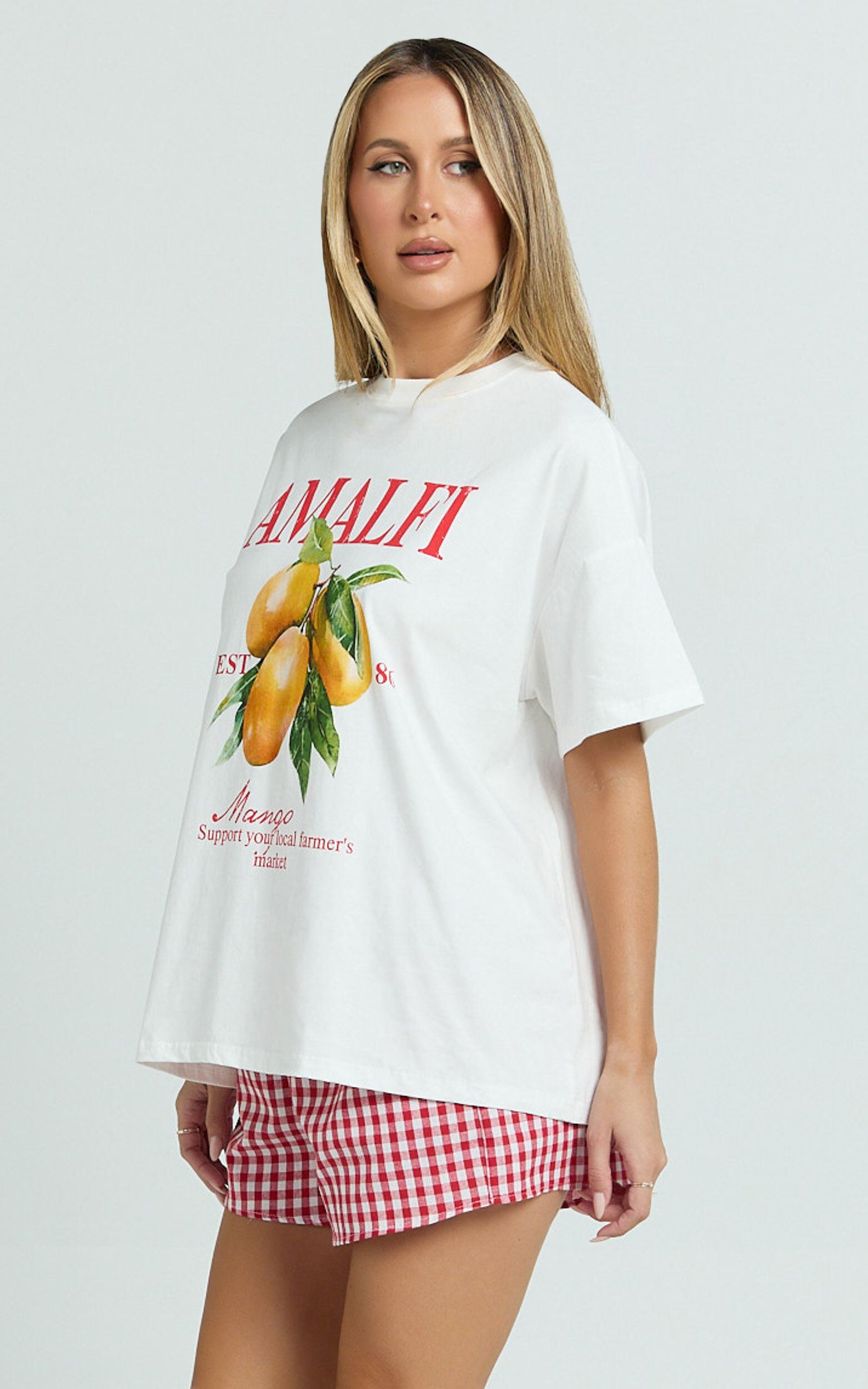 Aurella Two Piece Set - Amalfi T-Shirt Set in White/Red