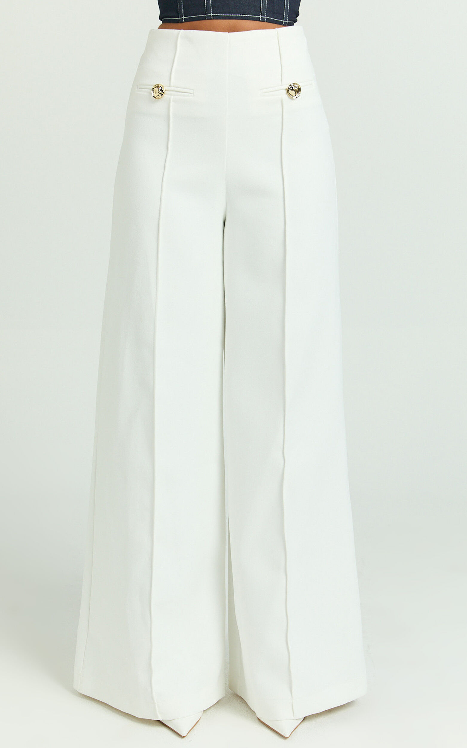 Clara Pants - High Waisted Wide Leg Pants in White