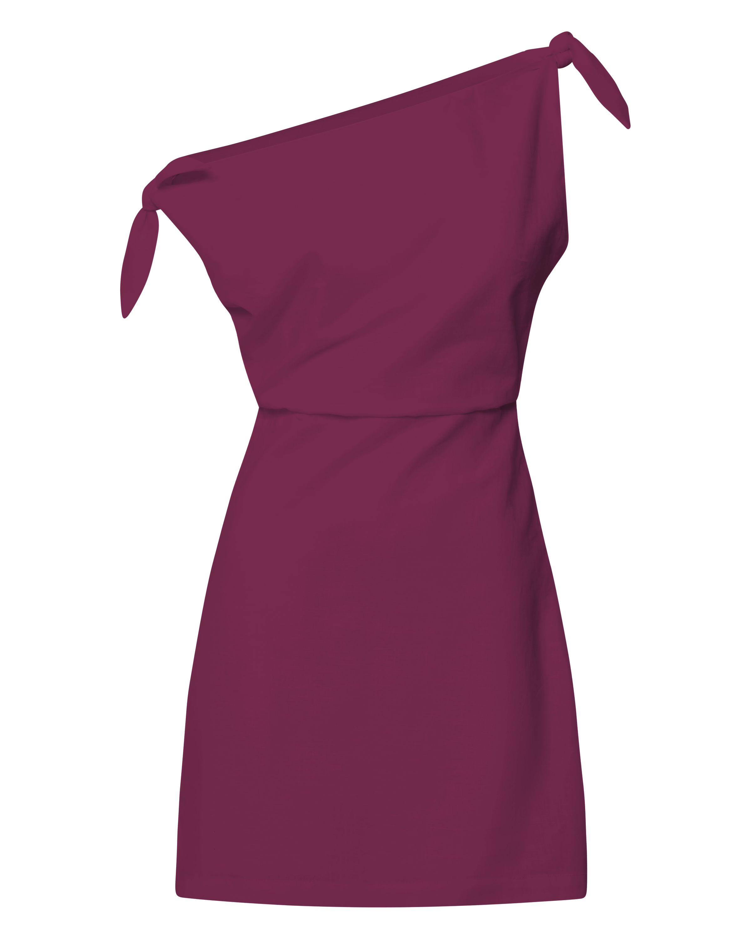 Jeofina Mini Dress - Off The Shoulder Linen Look Dress in Merlot