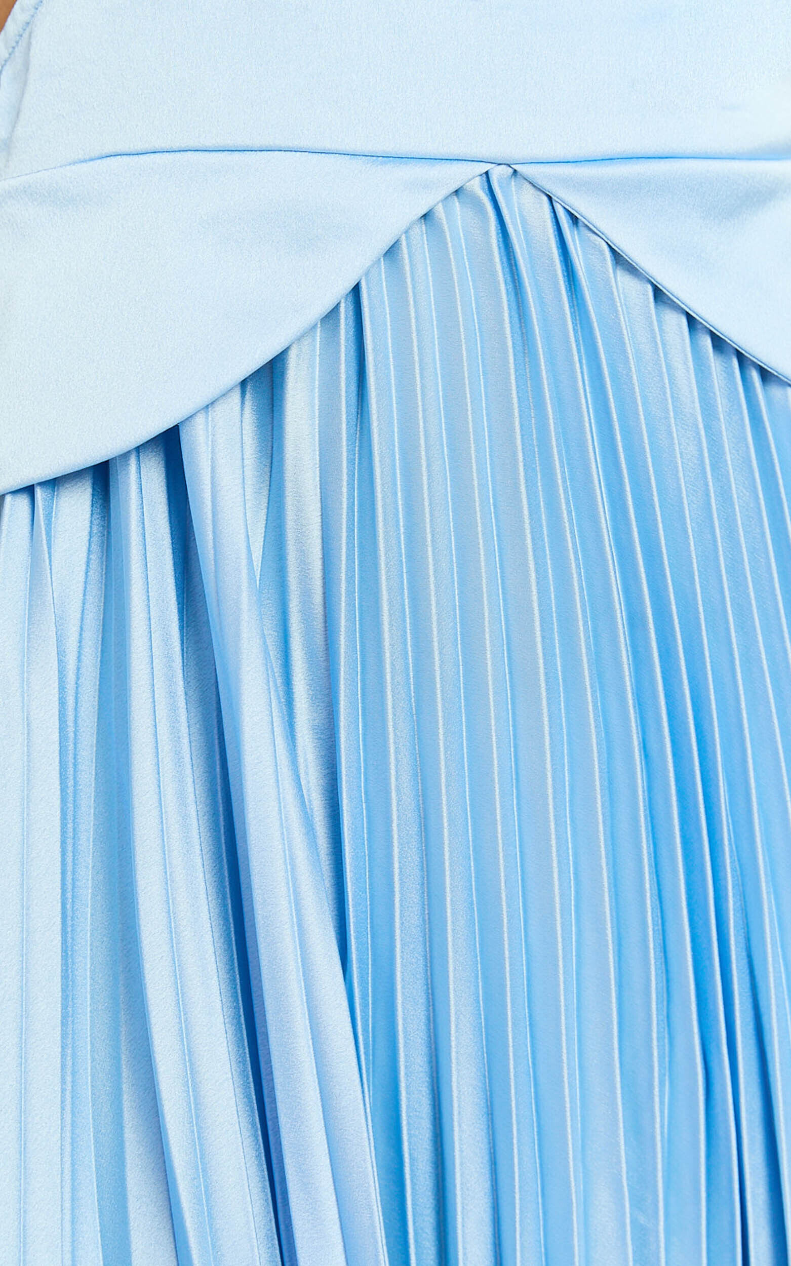 Shay Maxi Dress - Sweetheart Cut Out Pleated Dress in Blue