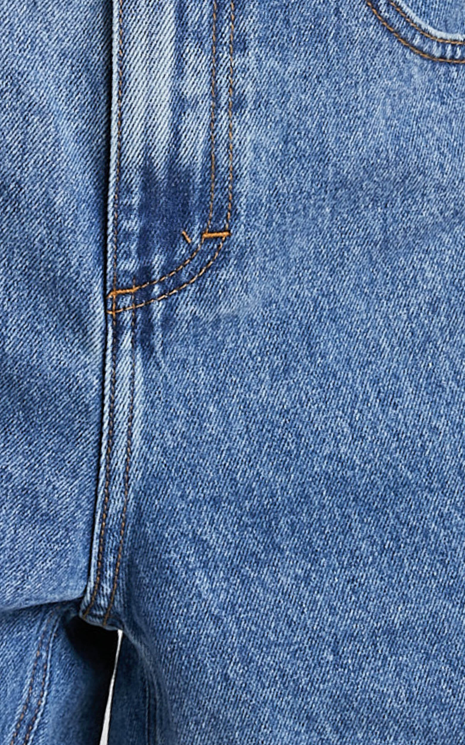 Cristiana Shorts - High Waisted Cuffed Denim in Blue