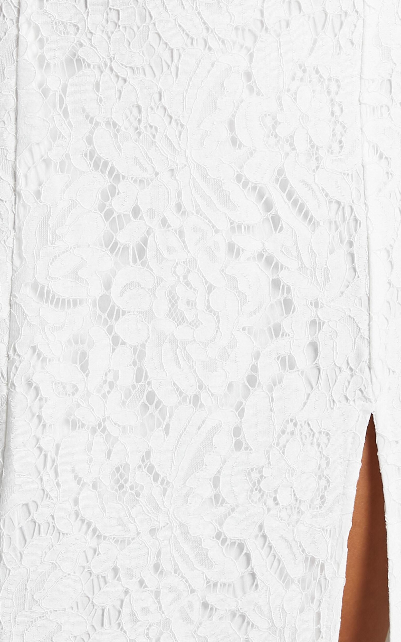 Always Extra Maxi Dress - Thigh Split Dress in White Lace