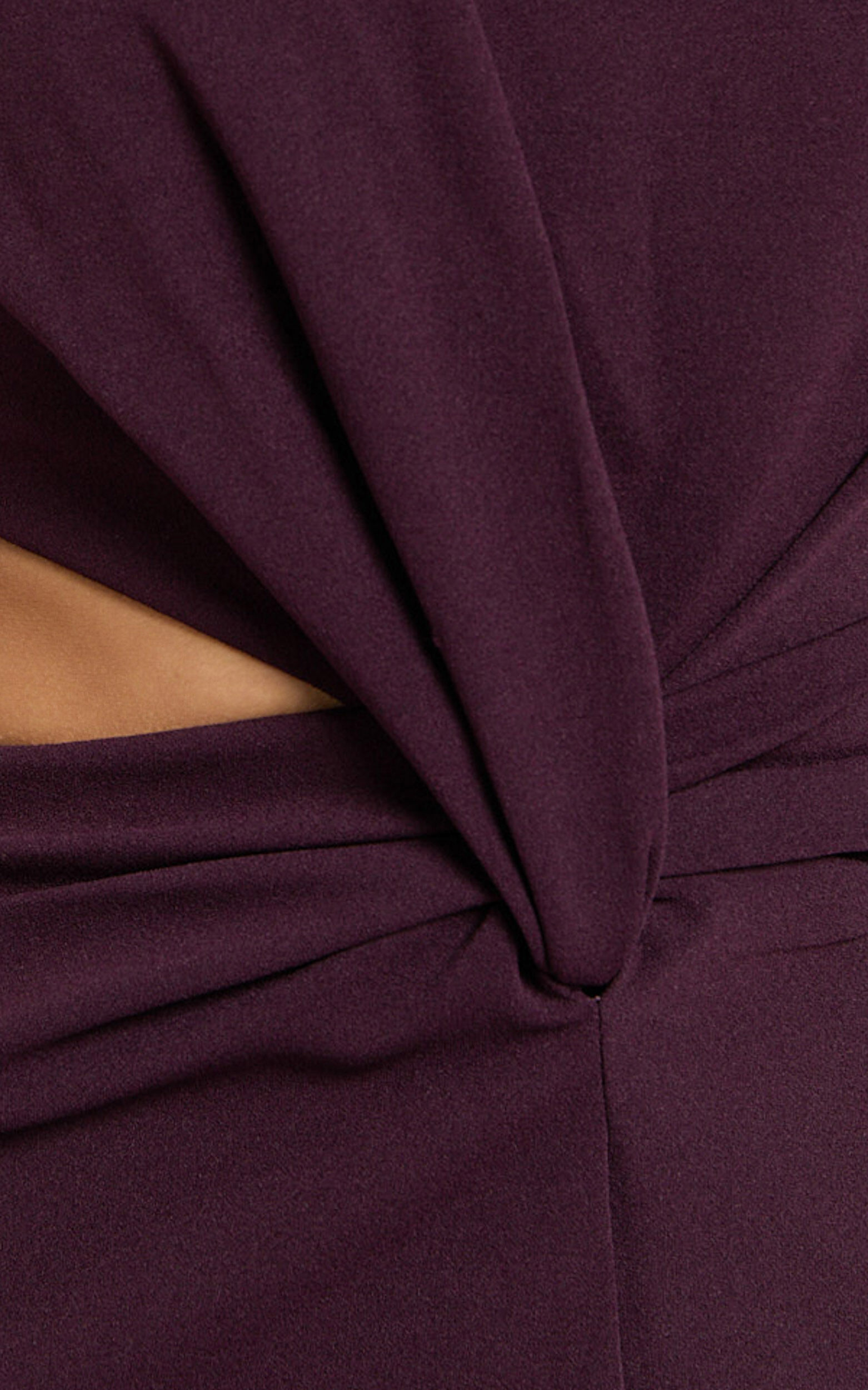 Millie Midi Dress - Front Twist Cut Out Thigh Split Dress in Wine