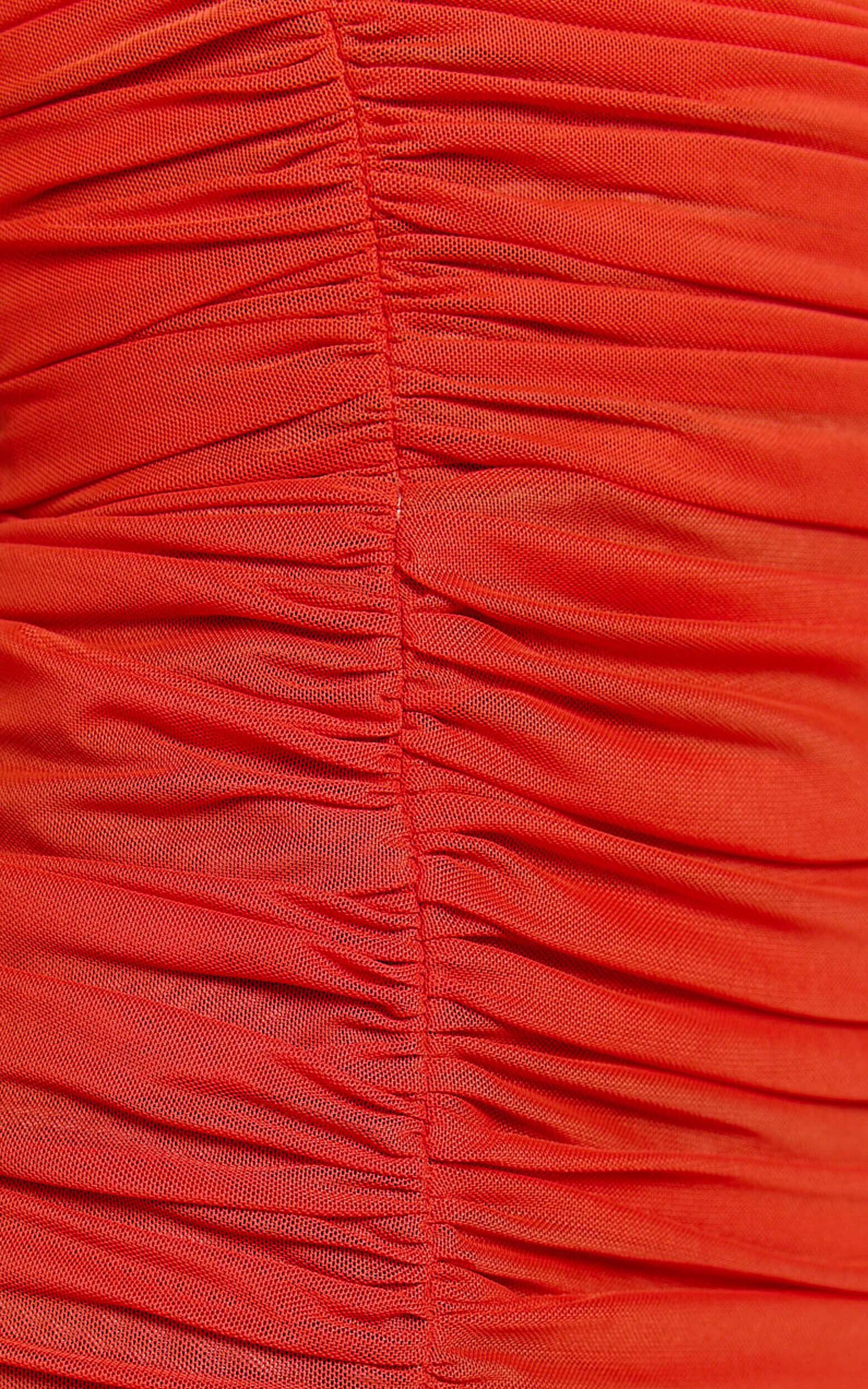 Lyesha Maxi Dress - Ruched Asymmetric Bodycon Dress in Orange