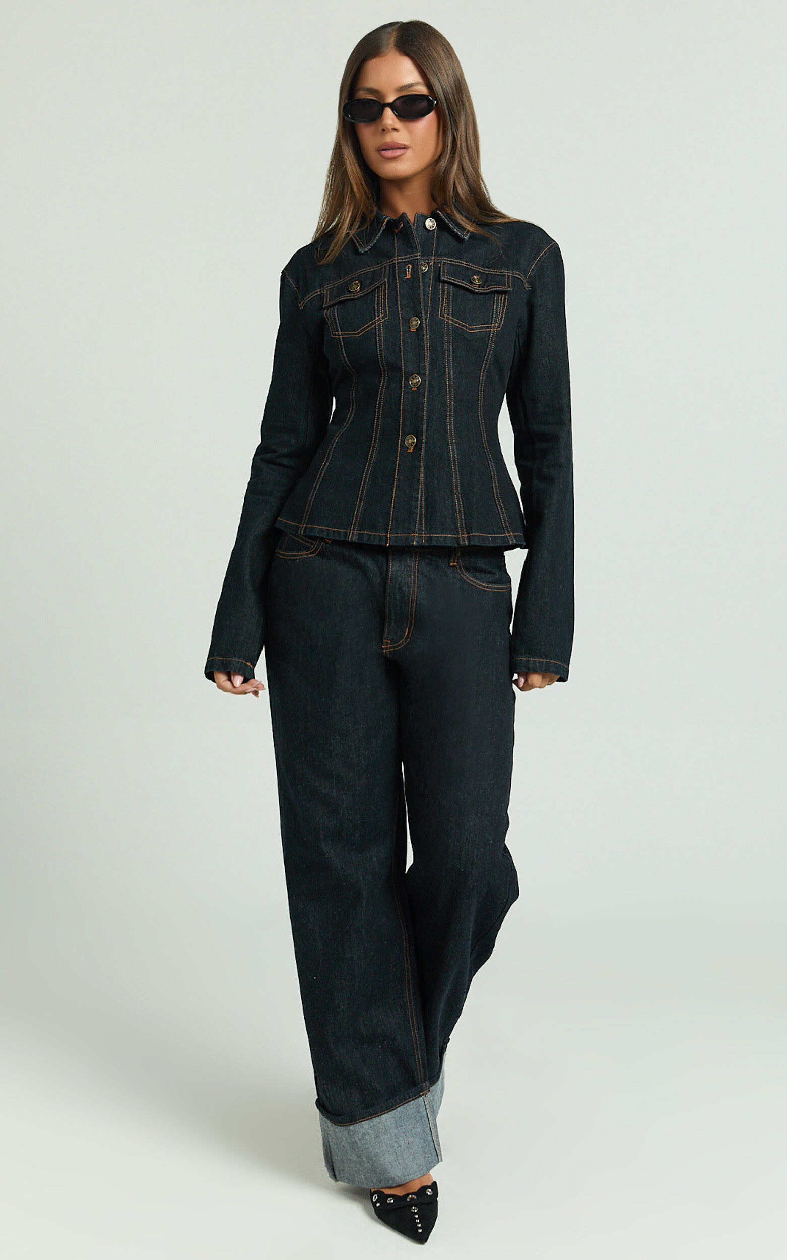 Lioness - Top Model Cuffed Jeans in Dark Denim