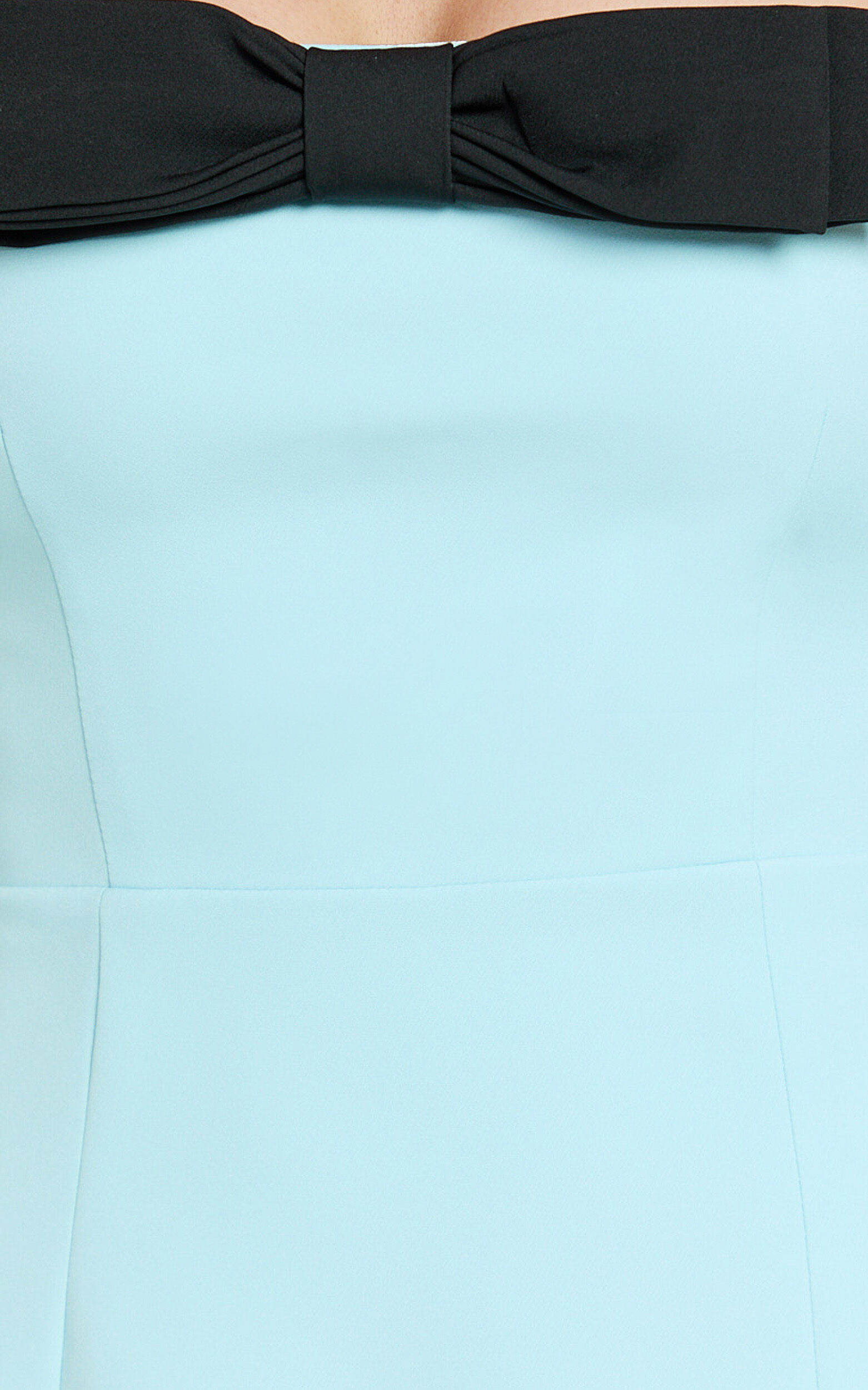 Adora Mini Dress - Strapless Bow Detail Split Dress in Blue & Black