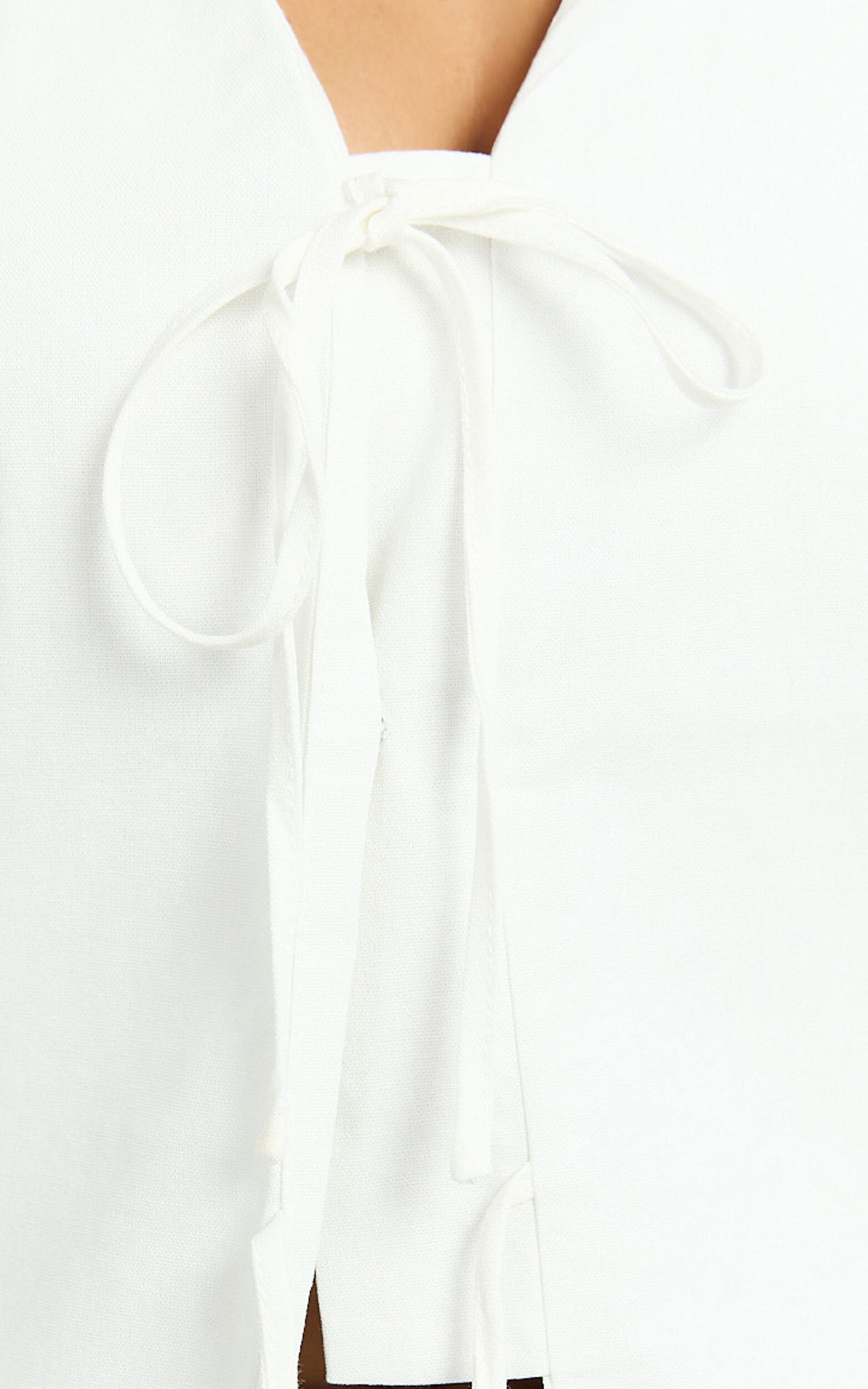 Katia Top - Tie Front V Neck Top in White
