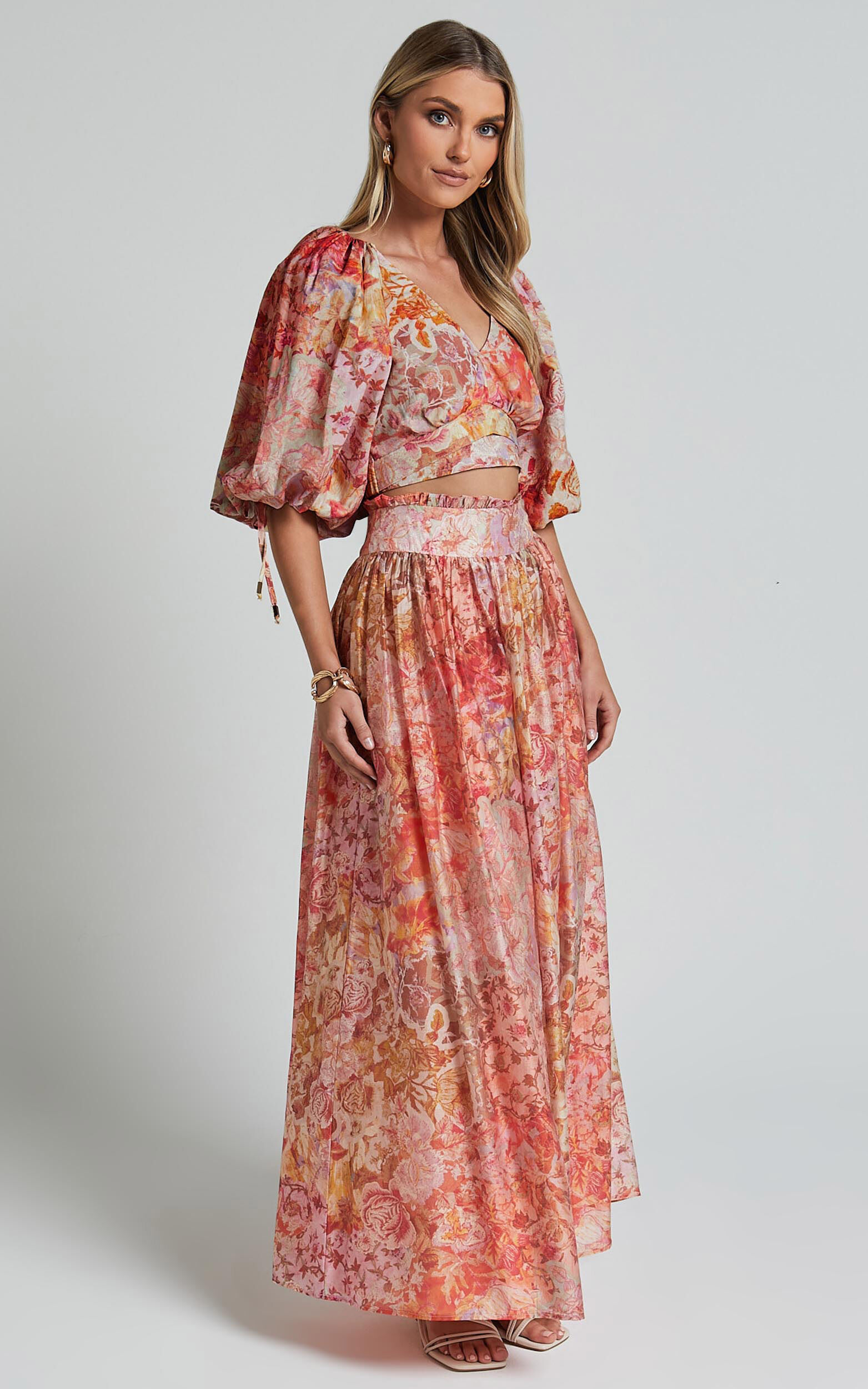 Amalie The Label - Valentina Paper Bag Gathered Waist Maxi Skirt in Morocco Print