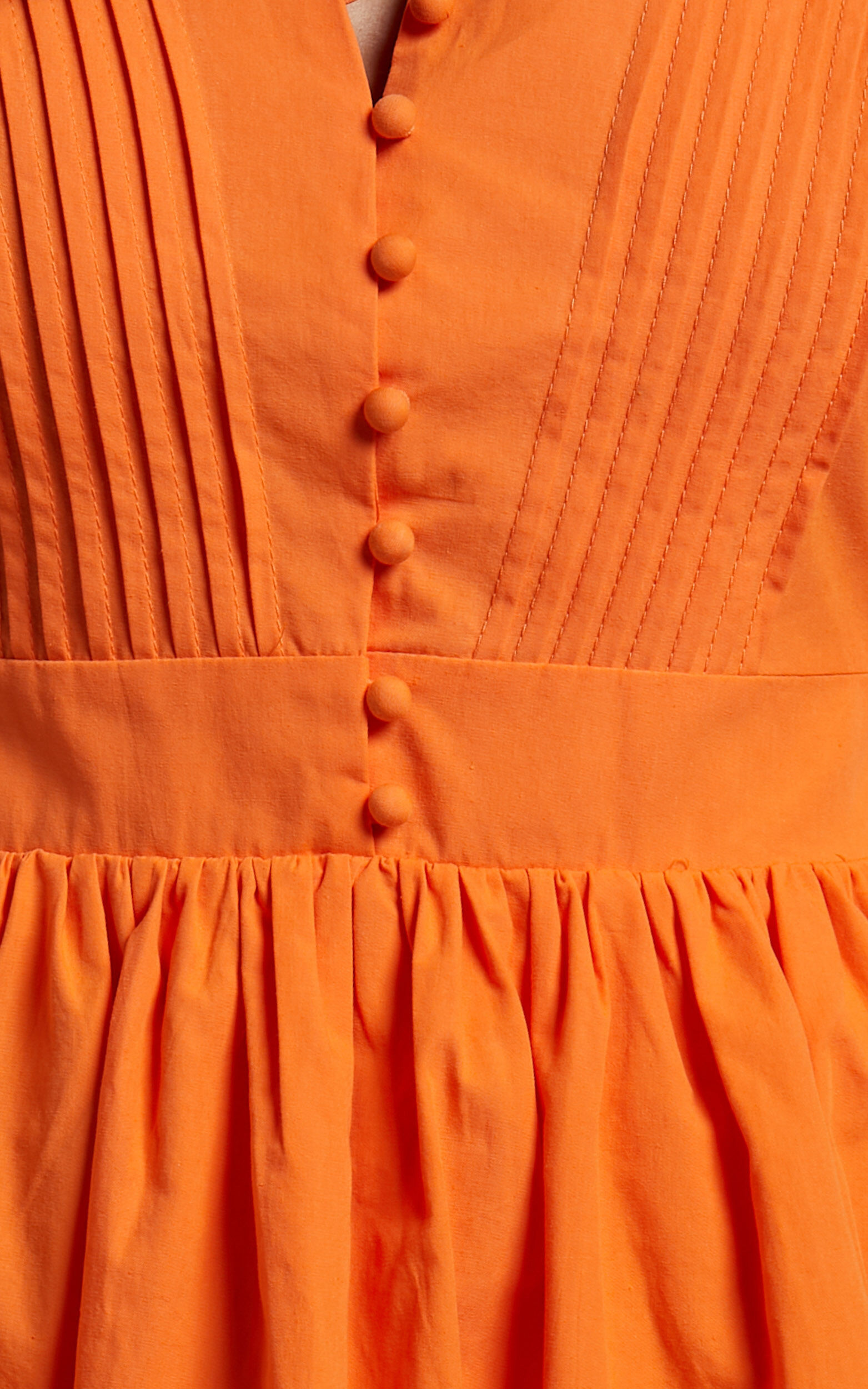 Zandra Mini Dress - Puff Sleeve Poplin Dress in Orange