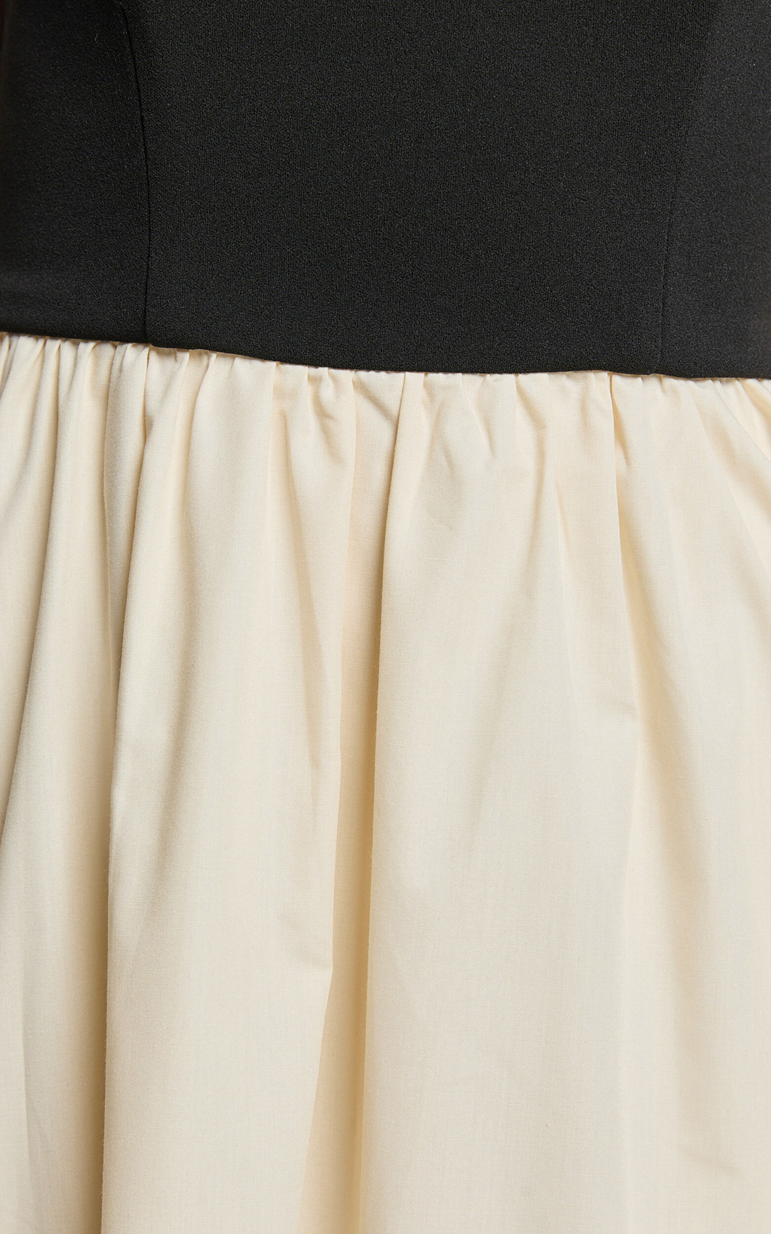 Alvana Midi Dress - Strapless Shift Dress in Black/Beige