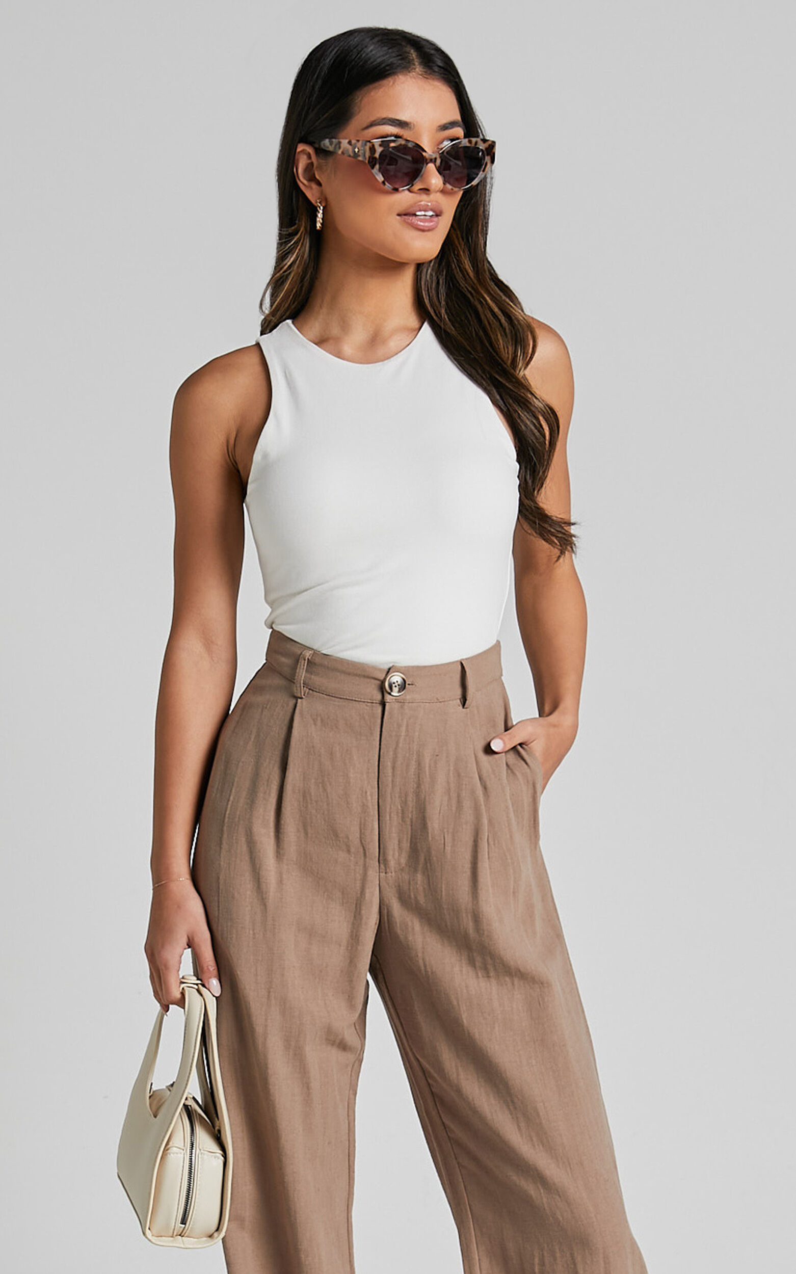 Cardella Tank - Jersey Long Line Scoop Neck Top in White